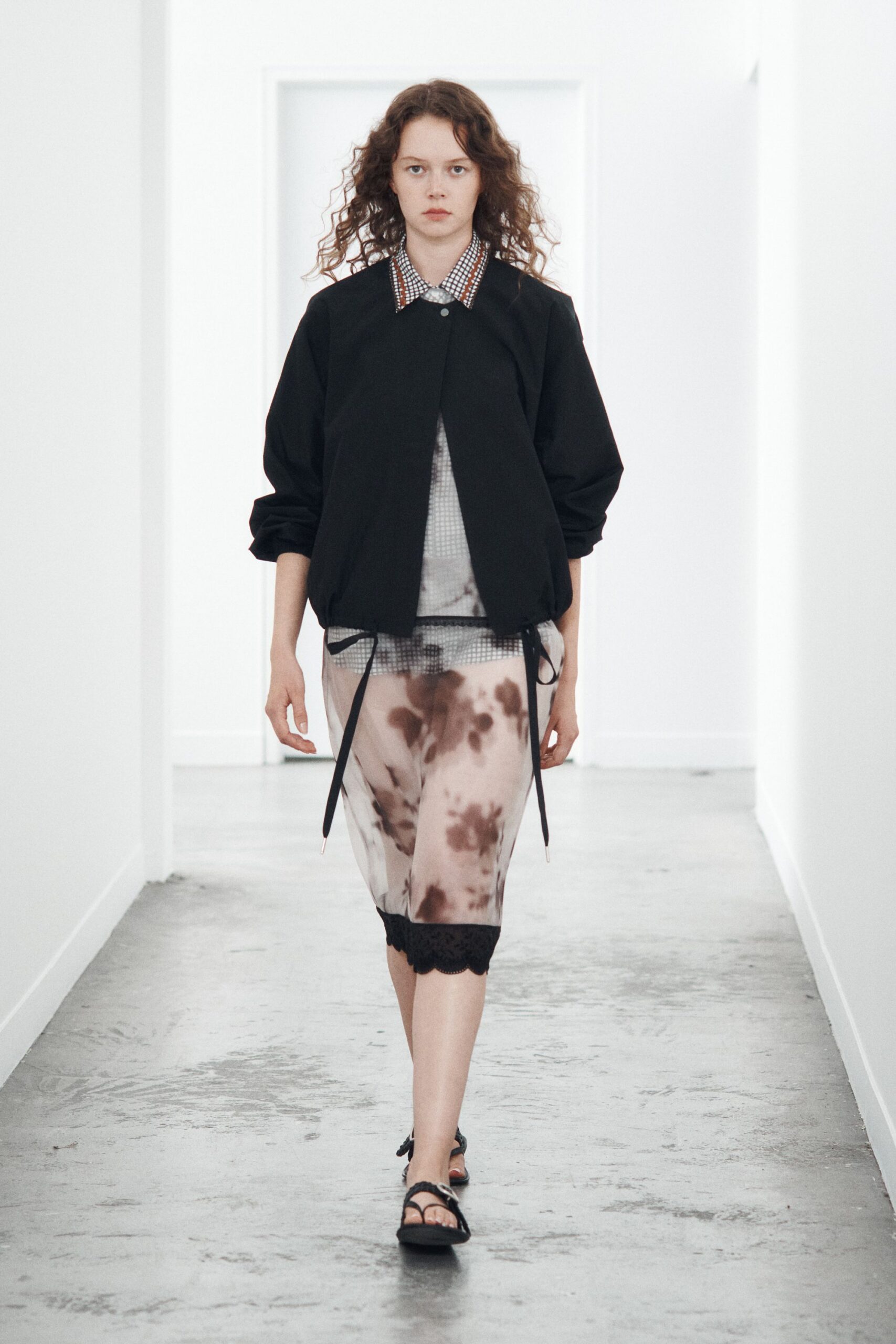 sheer floral mesh midi skirt