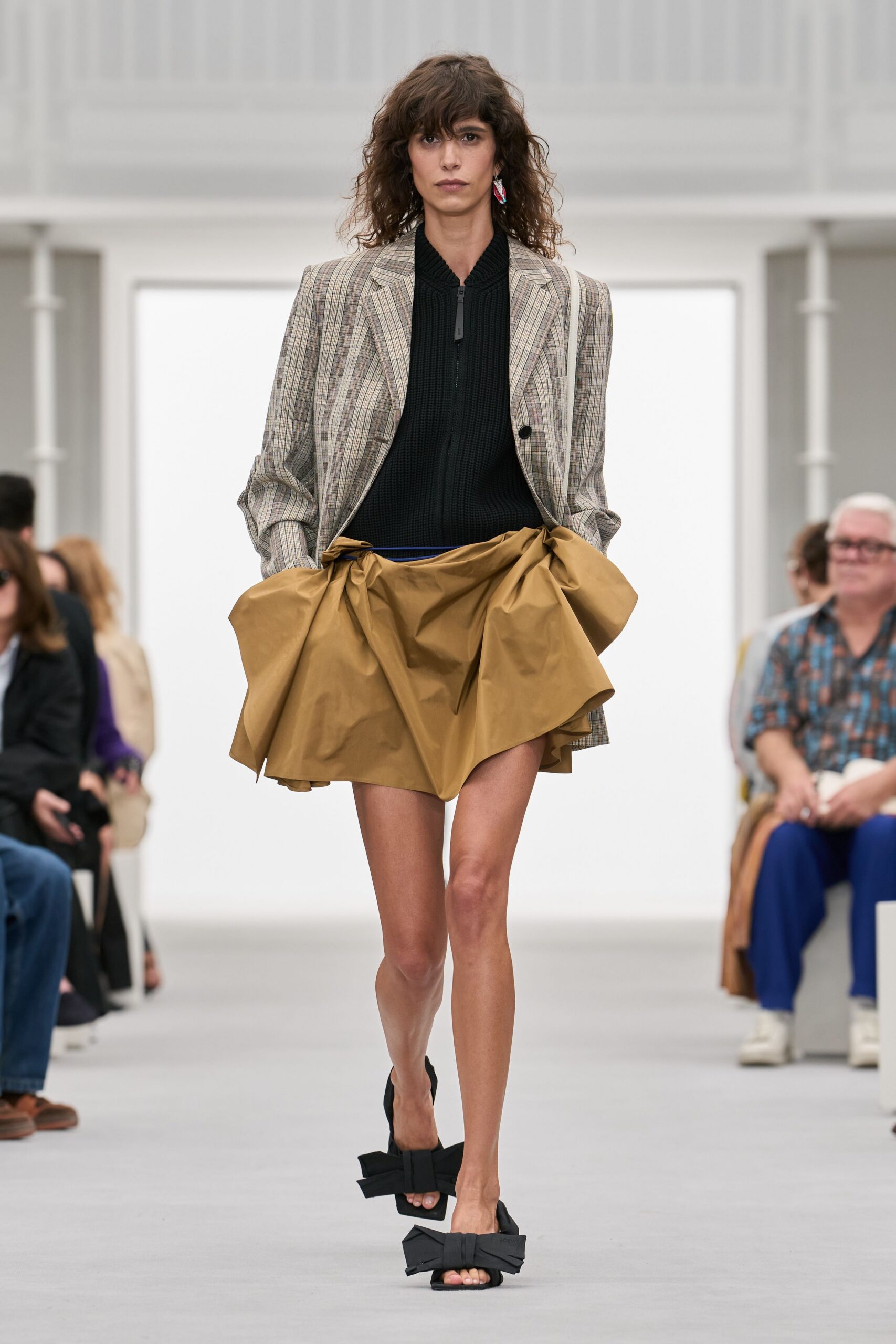 tan ruched draped mini skirt
