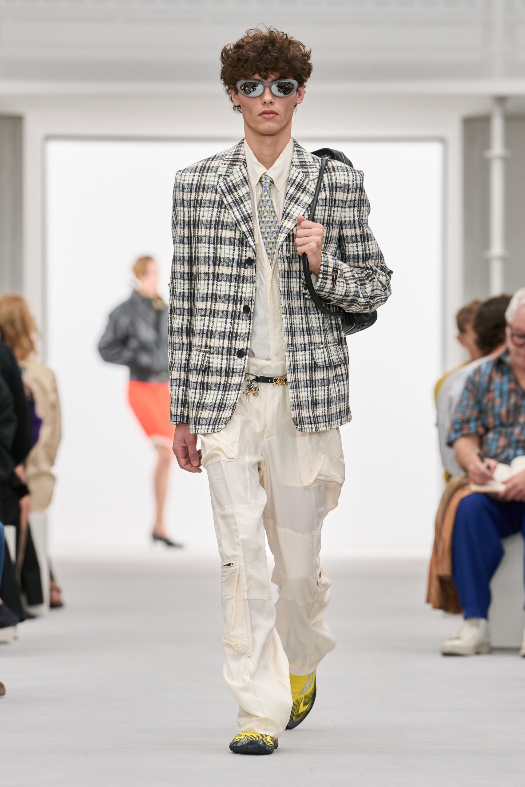 checked tweed blazer