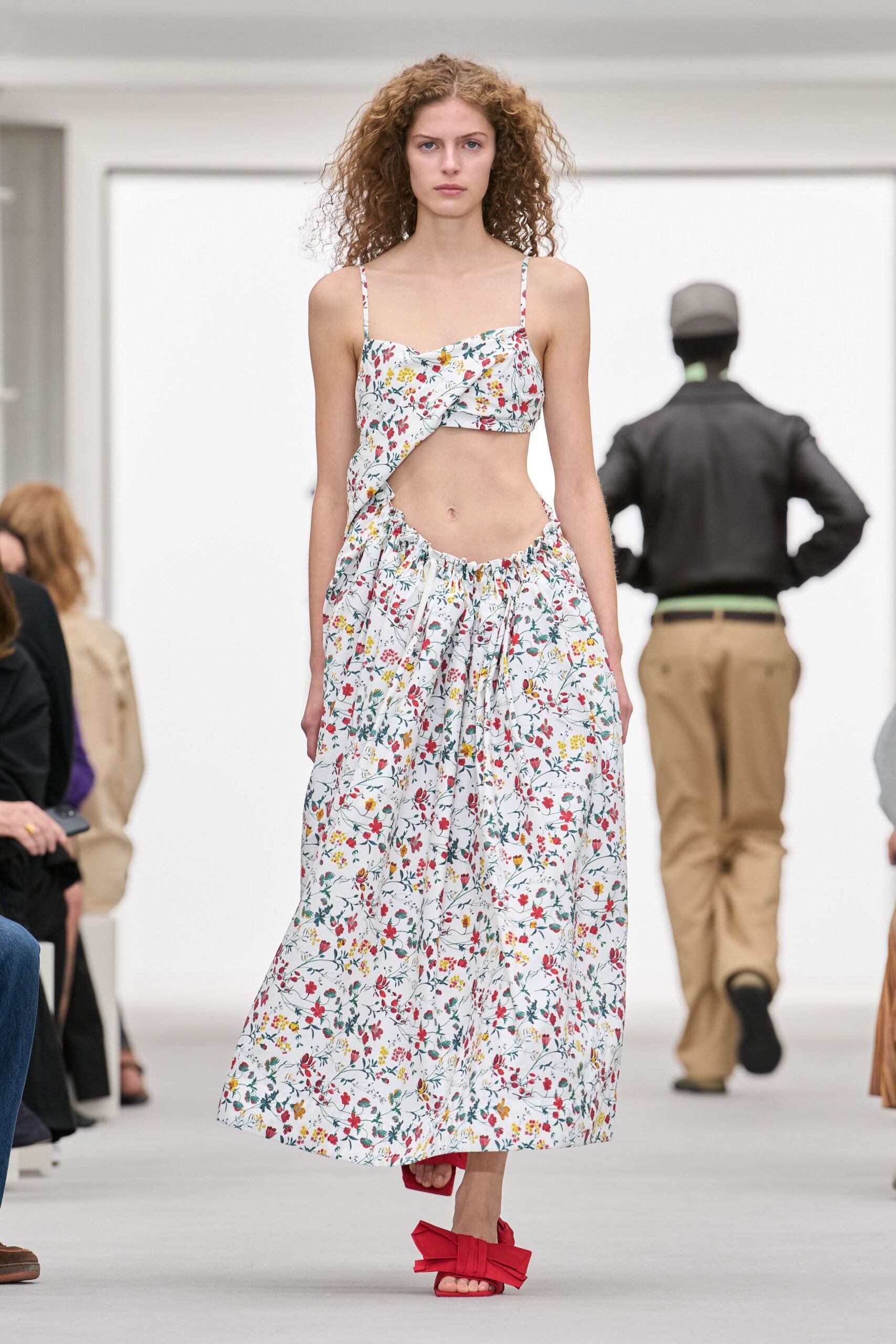 floral cutout spaghetti-strap maxi dress