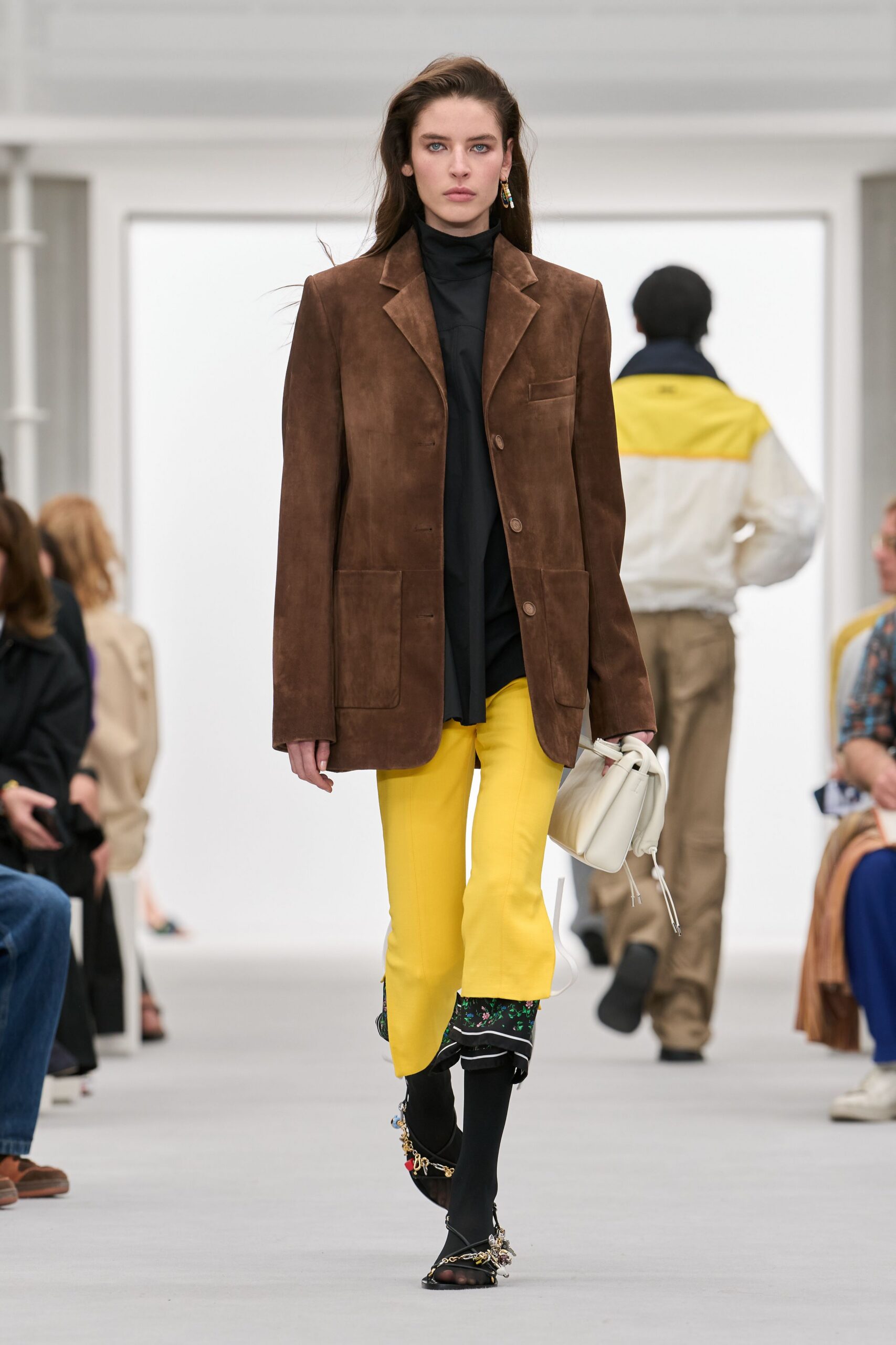 oversized brown suede blazer