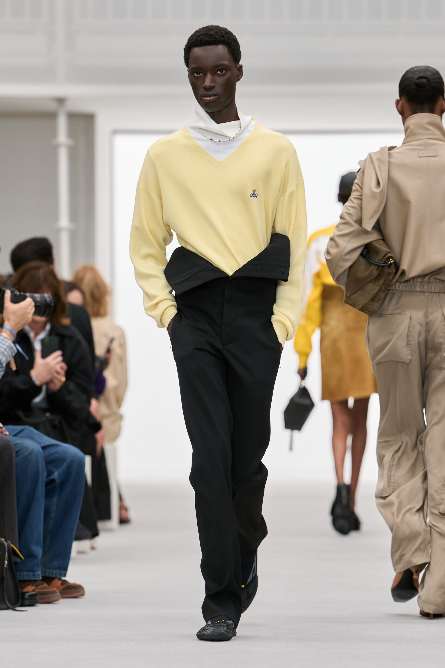 oversized yellow V-neck sweater