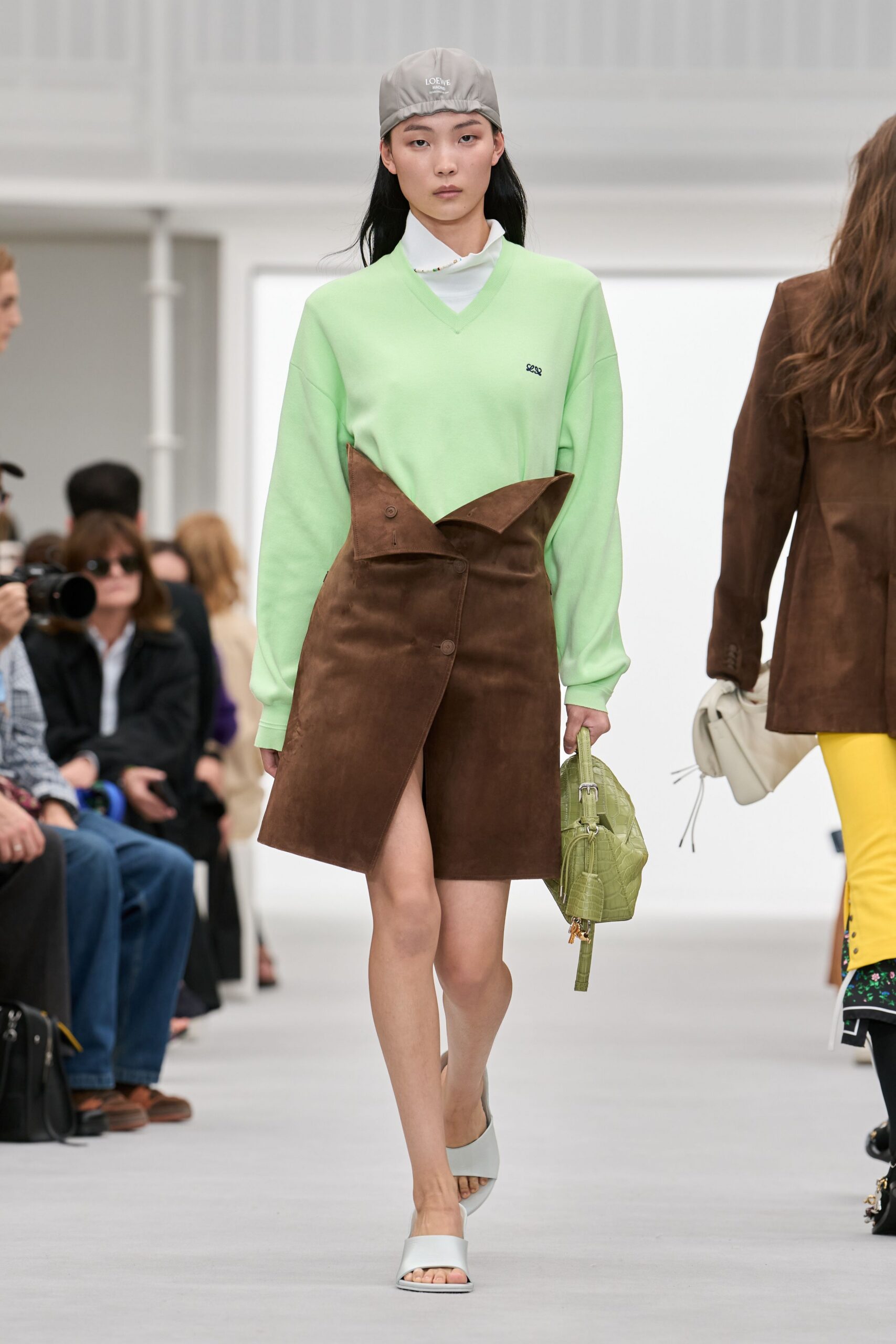 brown suede wrap mini skirt