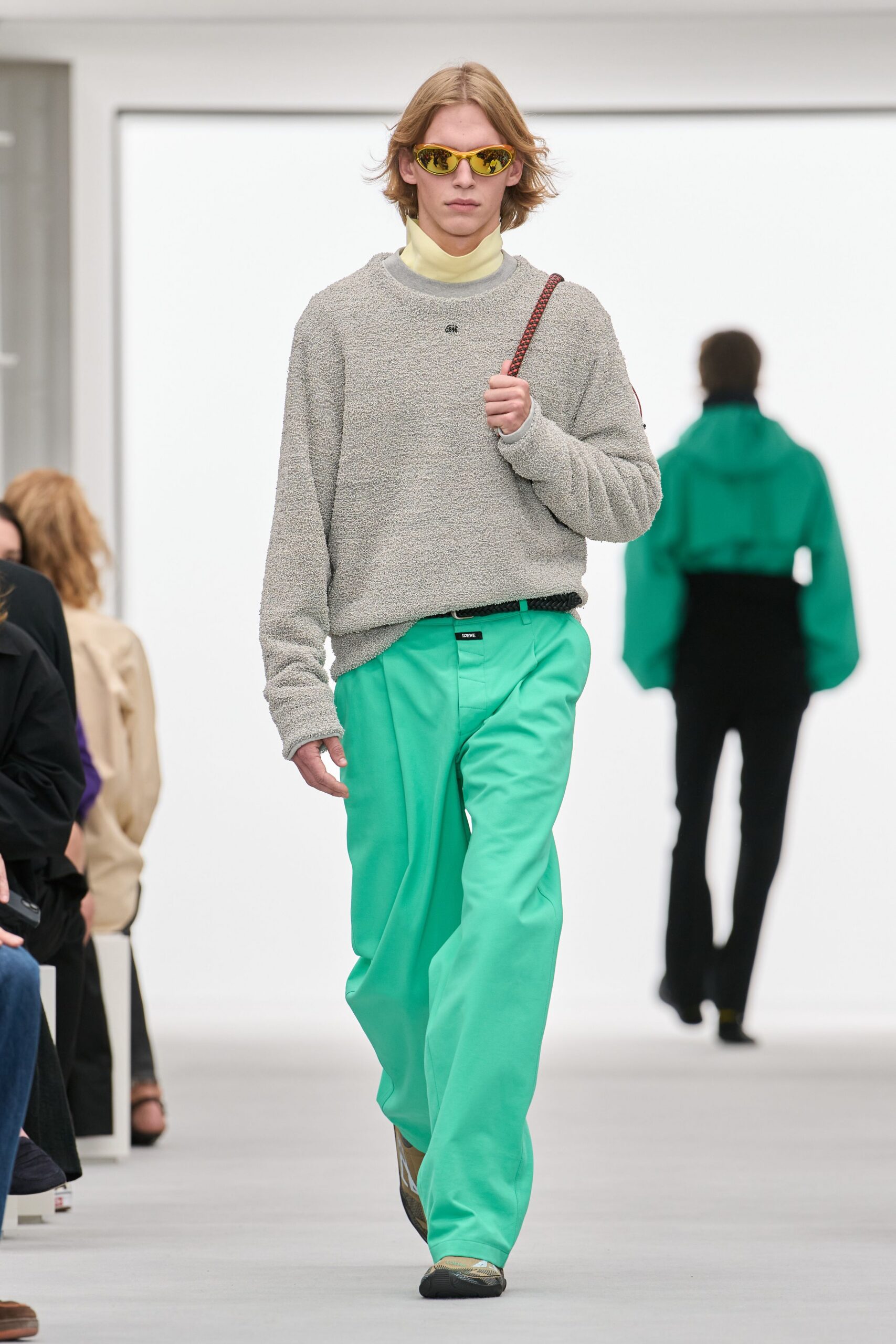 mint wide-leg trousers