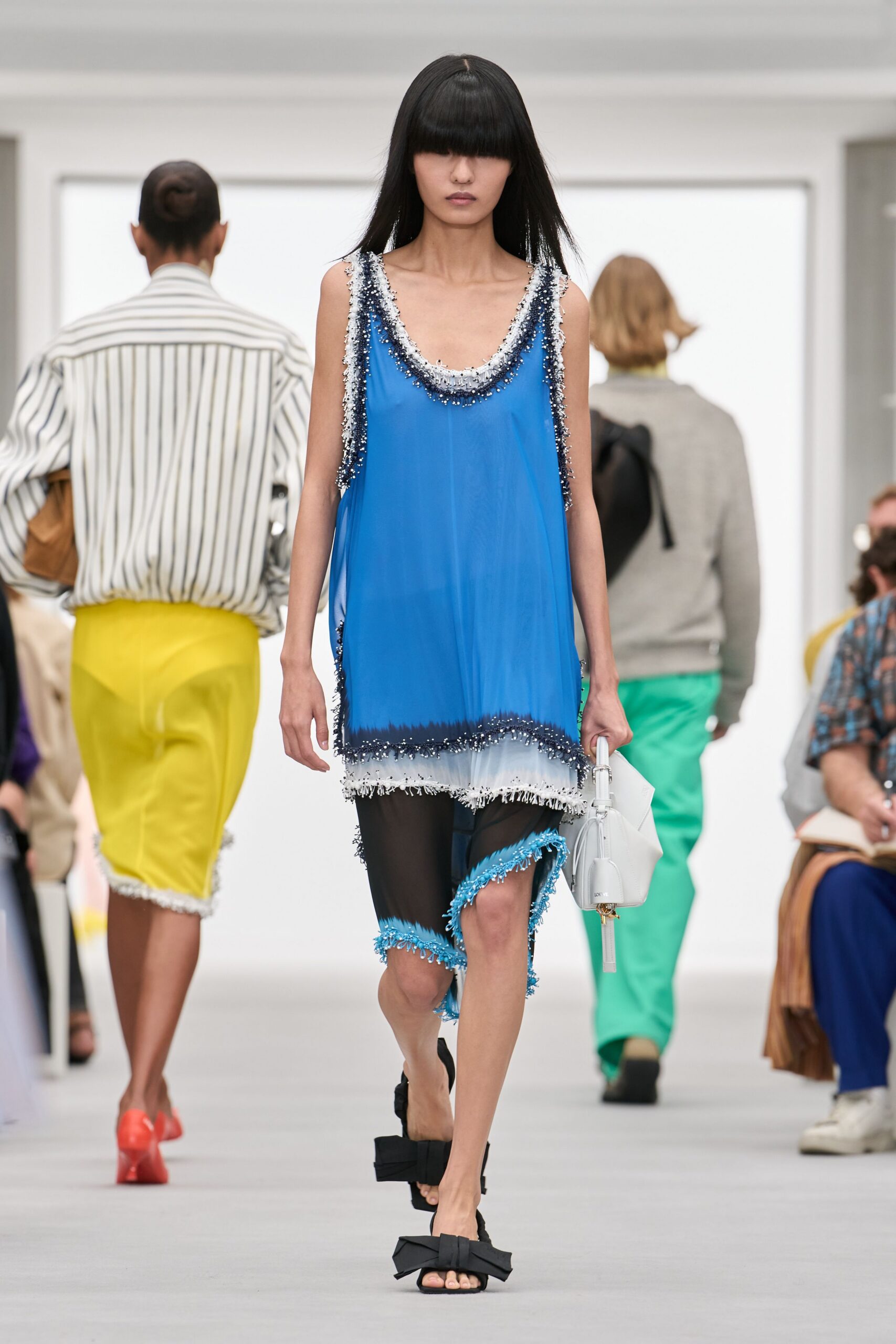 blue asymmetric slip dress