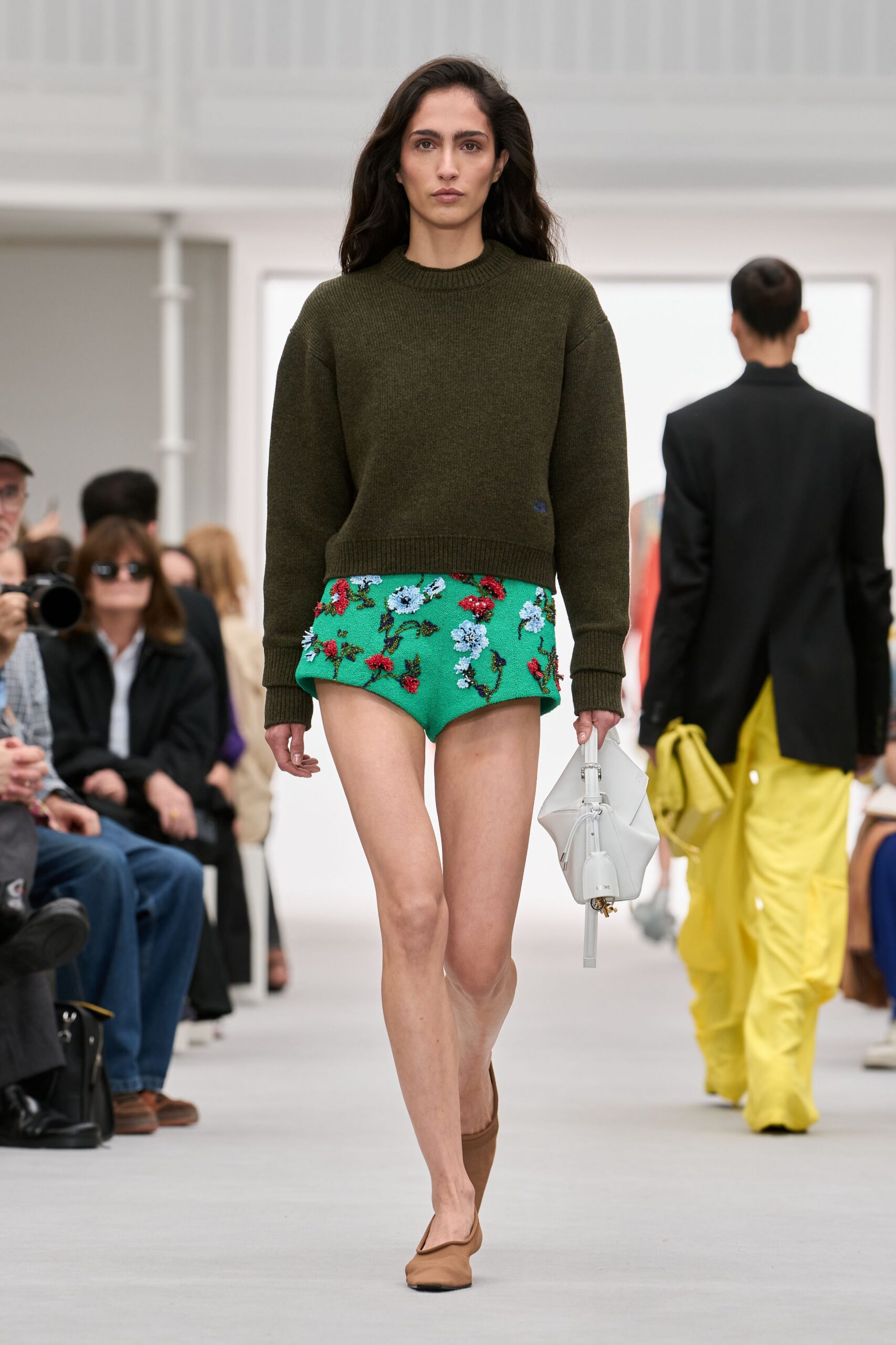 green floral sequin bloomer shorts