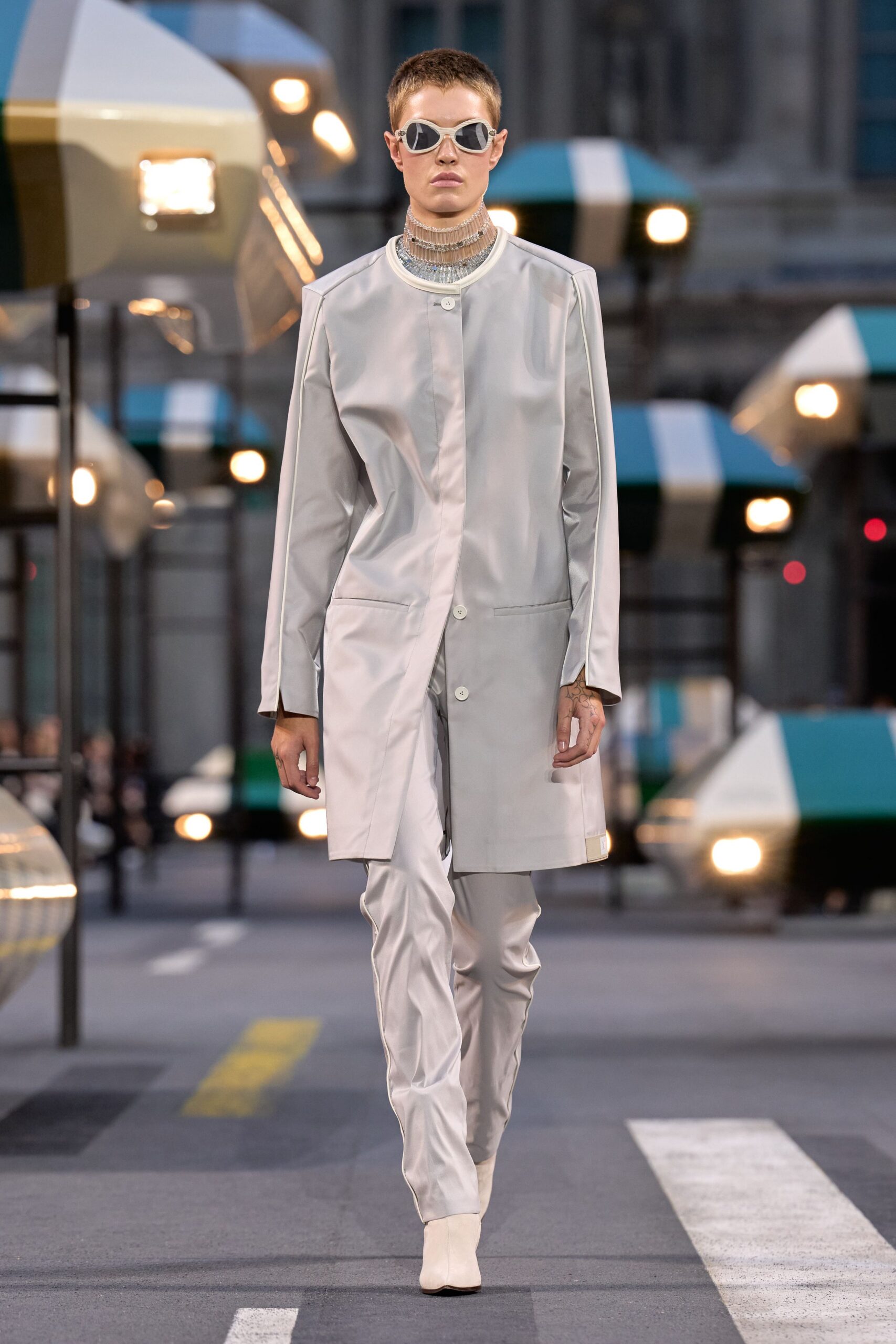 ivory satin relaxed straight-leg shiny pants
