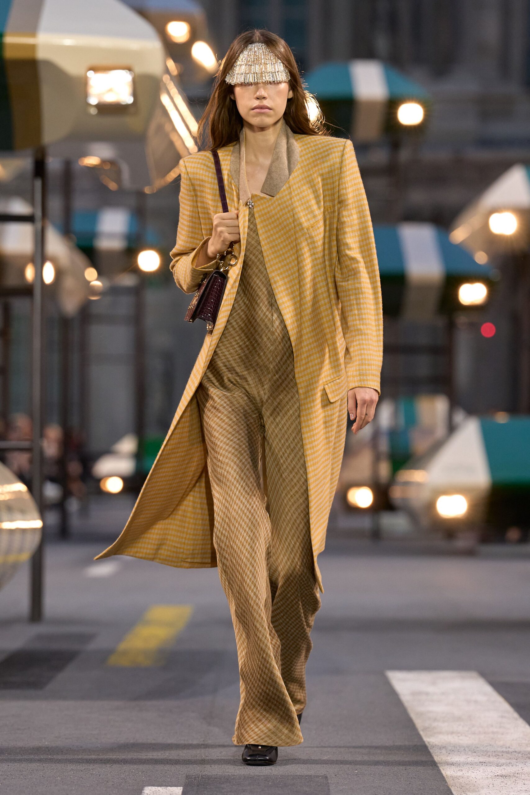 yellow gingham long coat