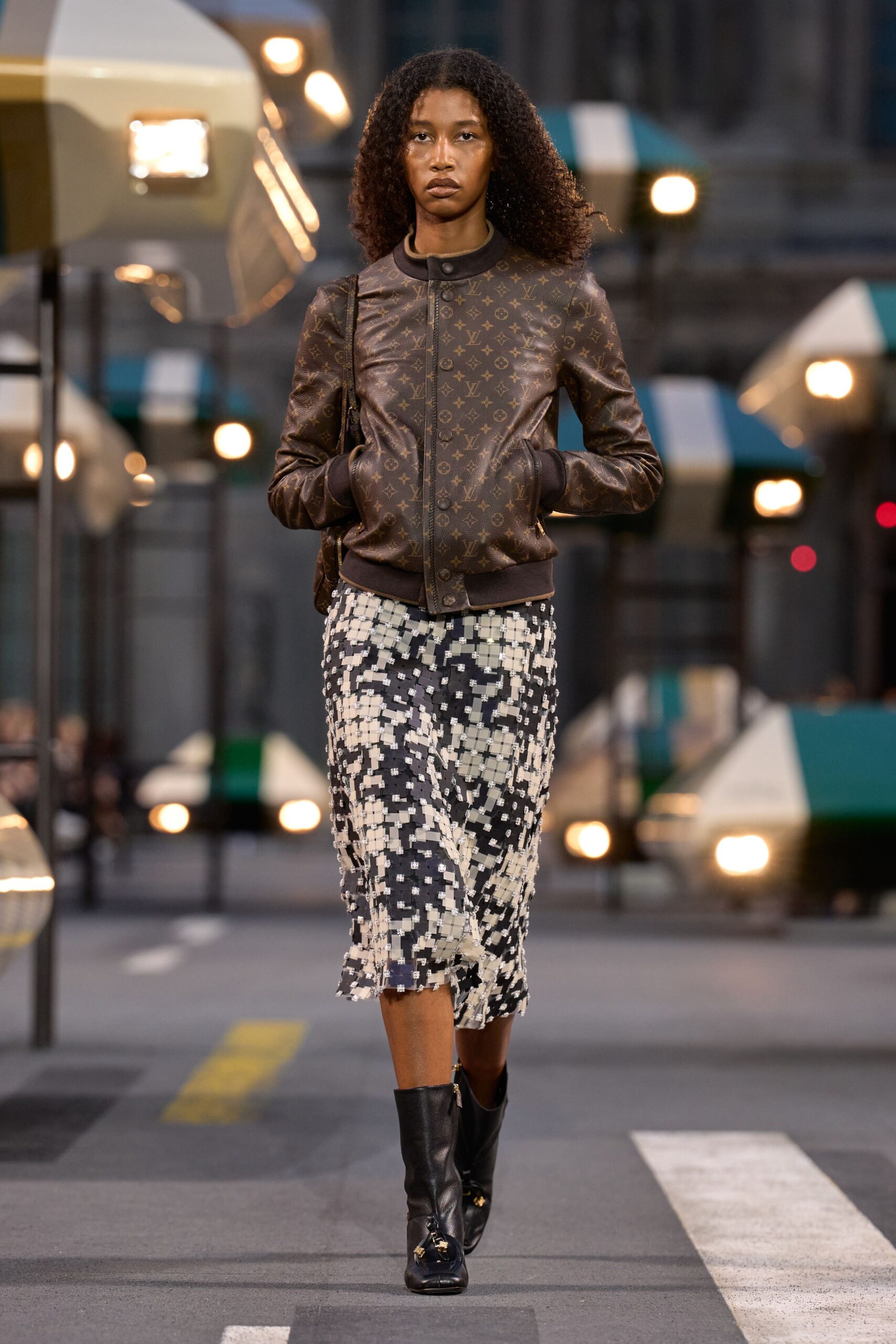 brown leather printed bag