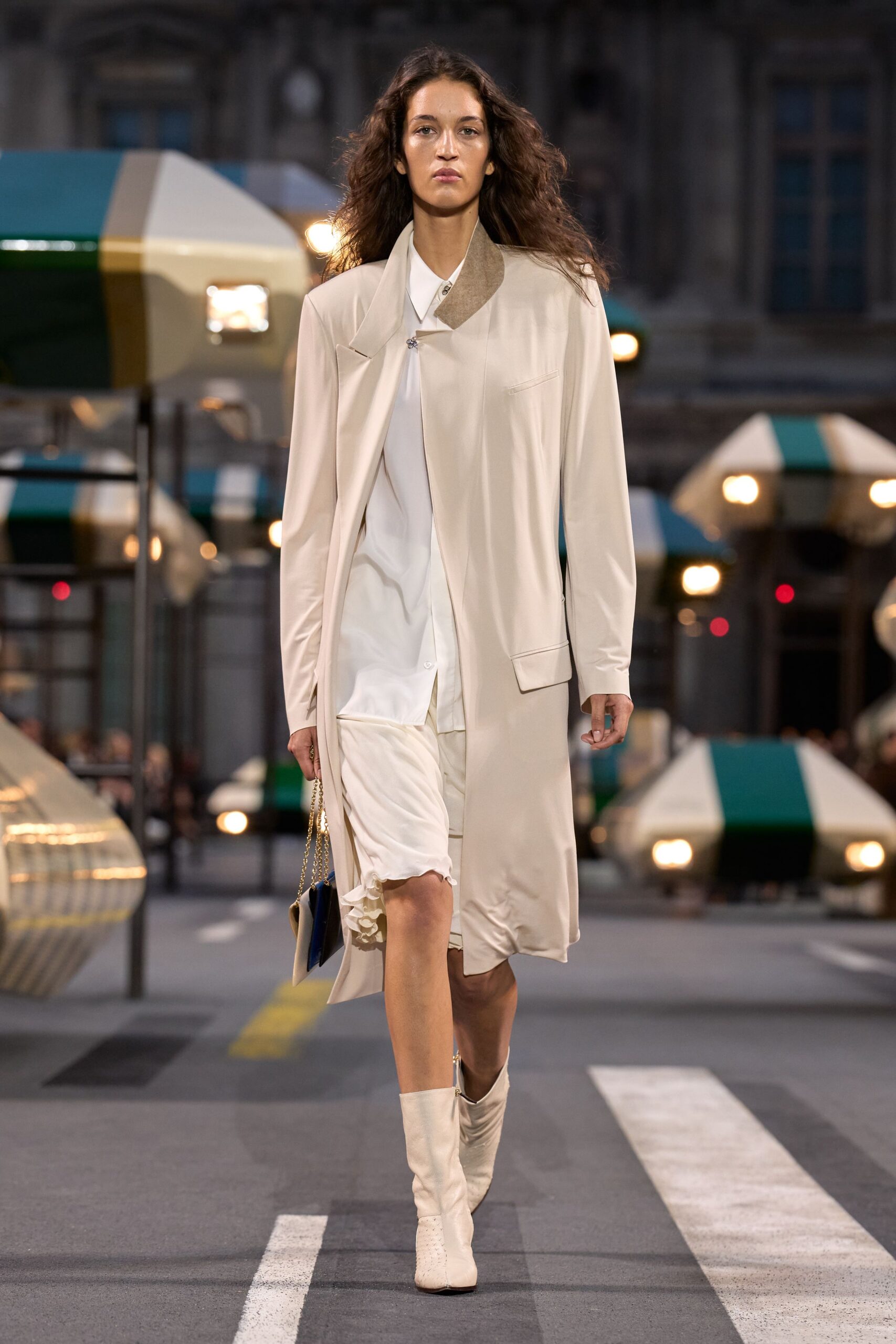 ivory satin long-sleeve collared relaxed shiny flowing coat