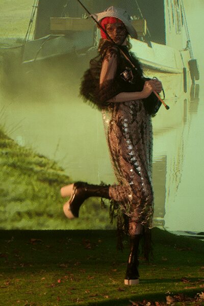 brown sequin sleeveless high-neck fitted animal-print embellished jumpsuit
