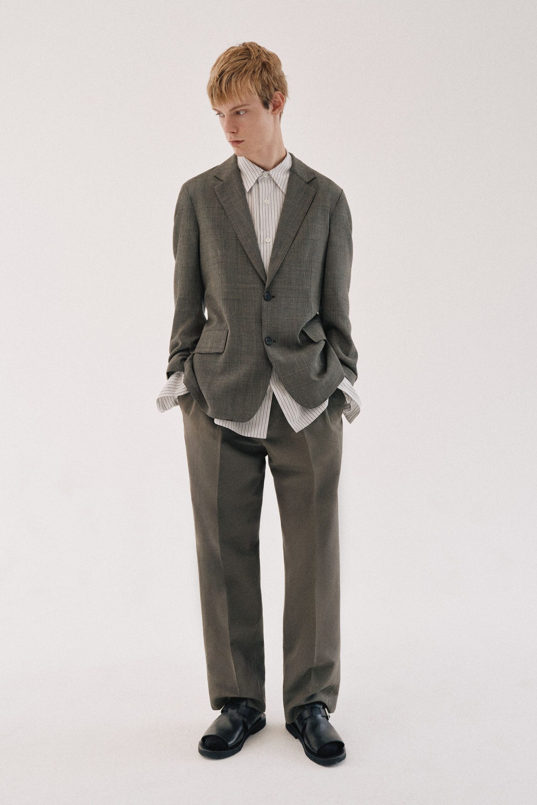 gray checked tailored blazer