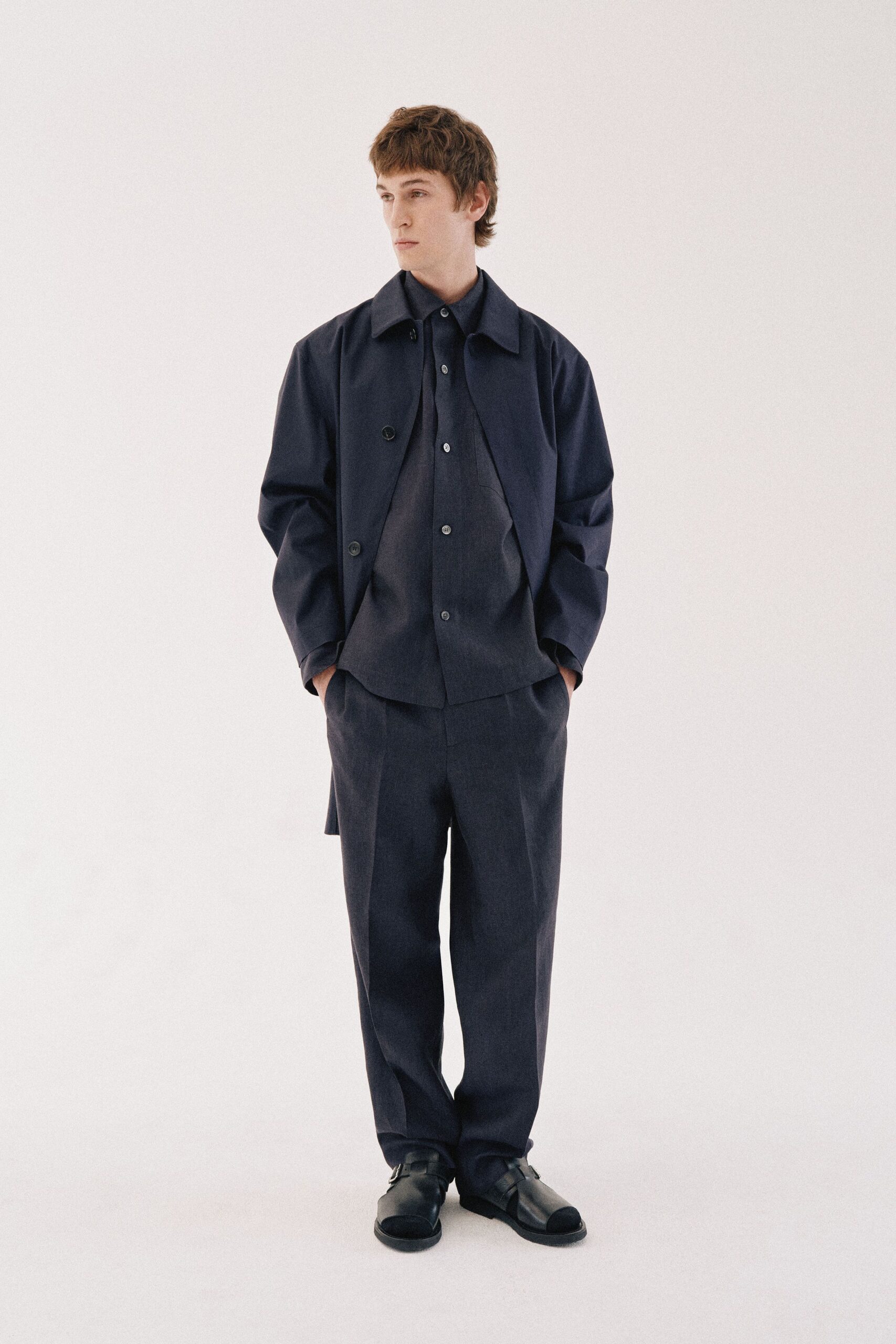 navy overshirt-style jacket