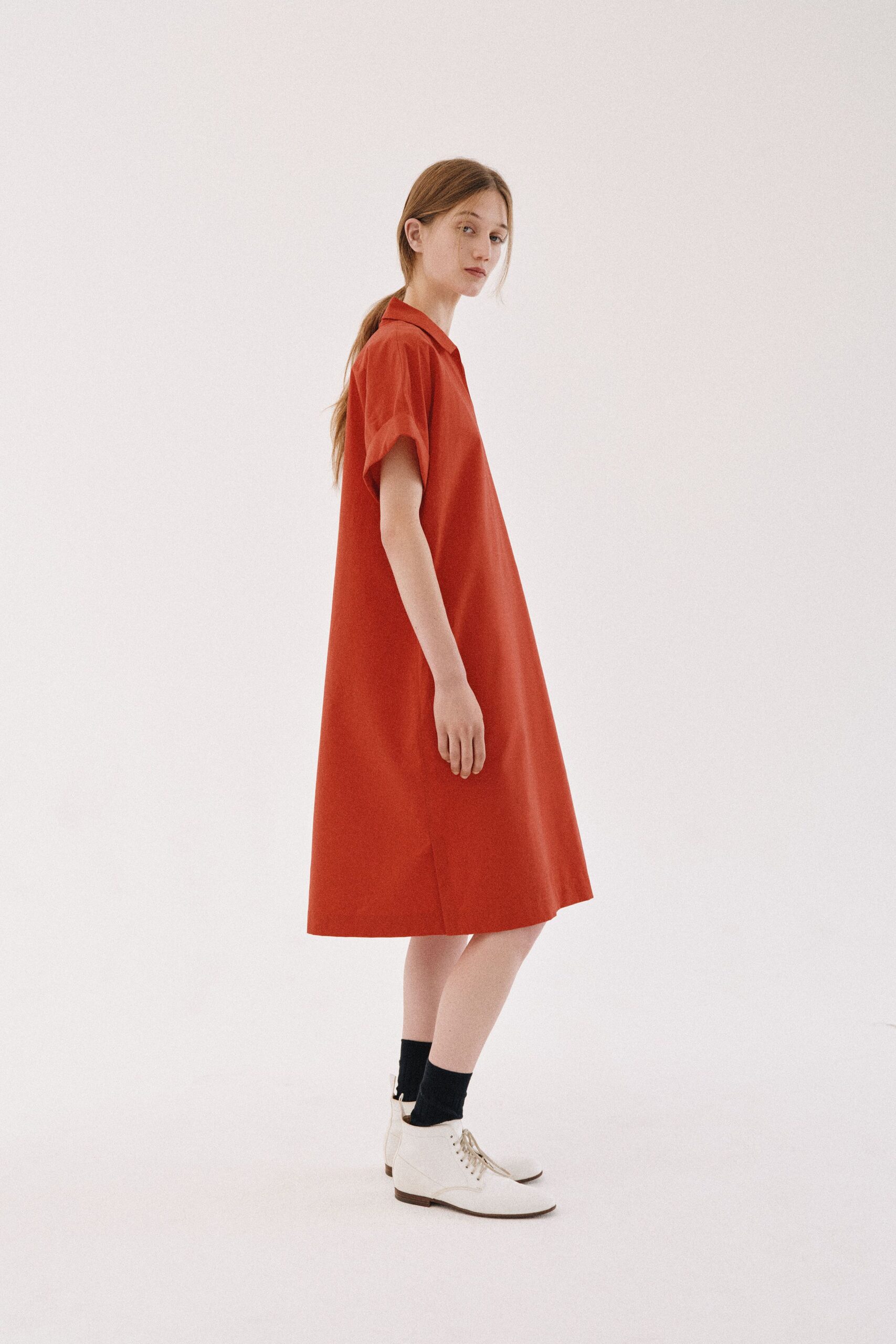 orange shirt dress