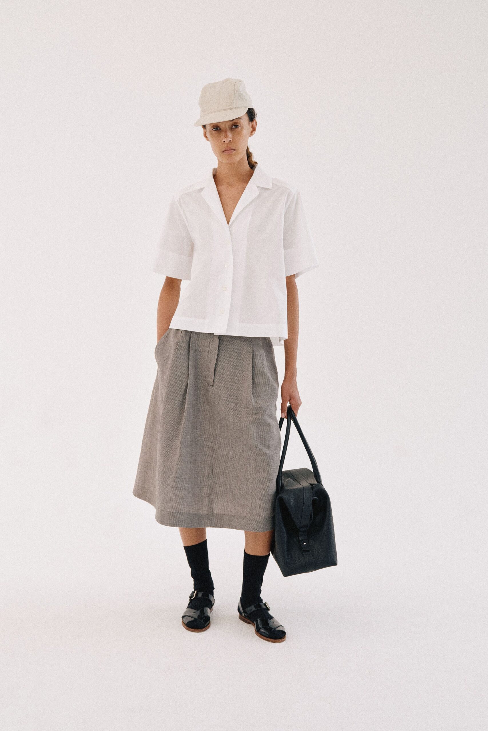 white short-sleeve camp-collar shirt