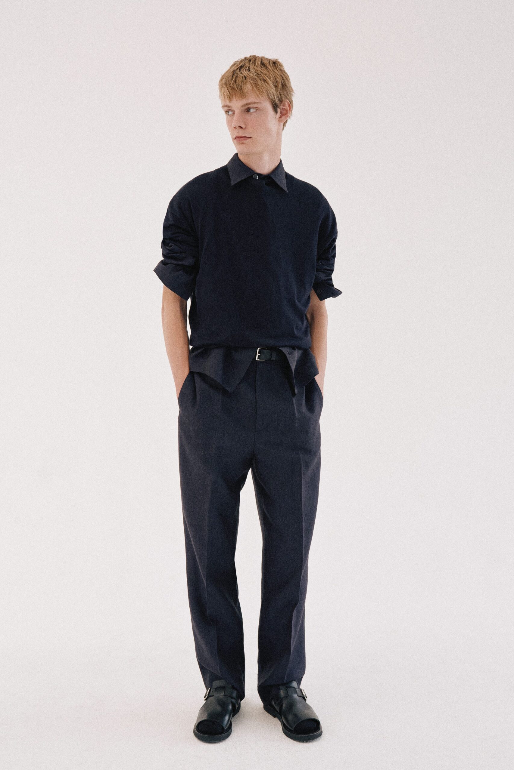 black leather buckled belt