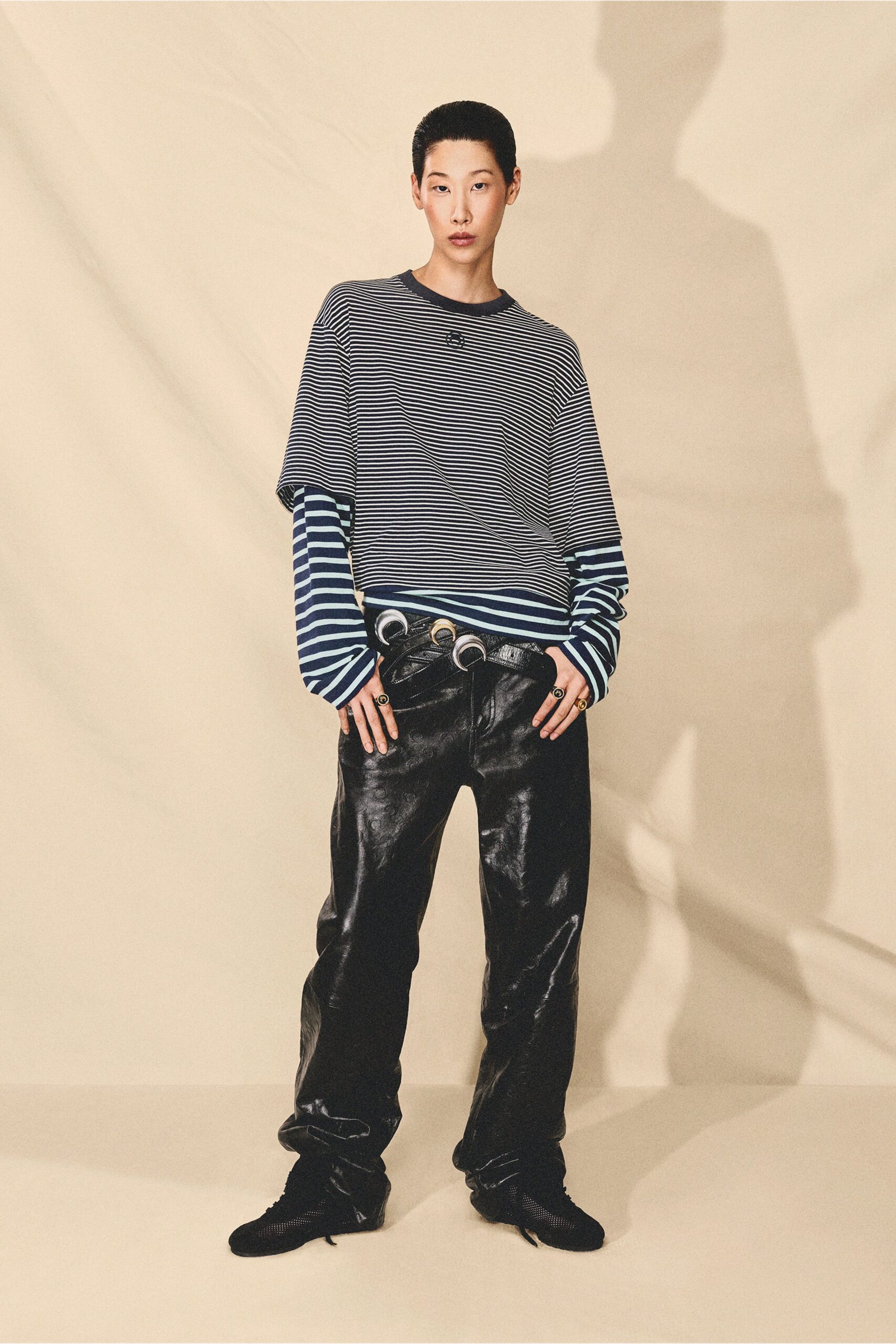 oversized striped layered t-shirt
