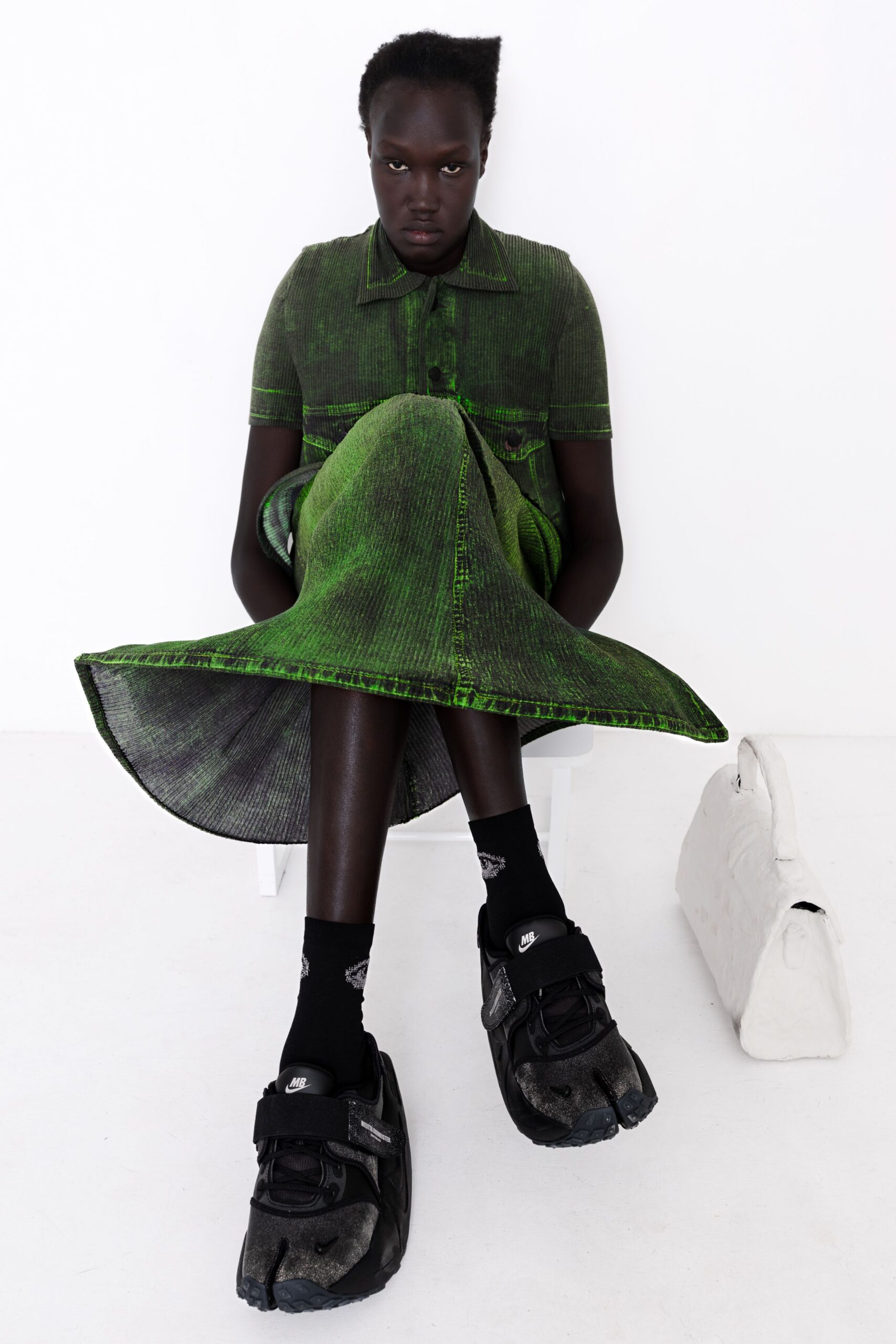 green ribbed polo dress