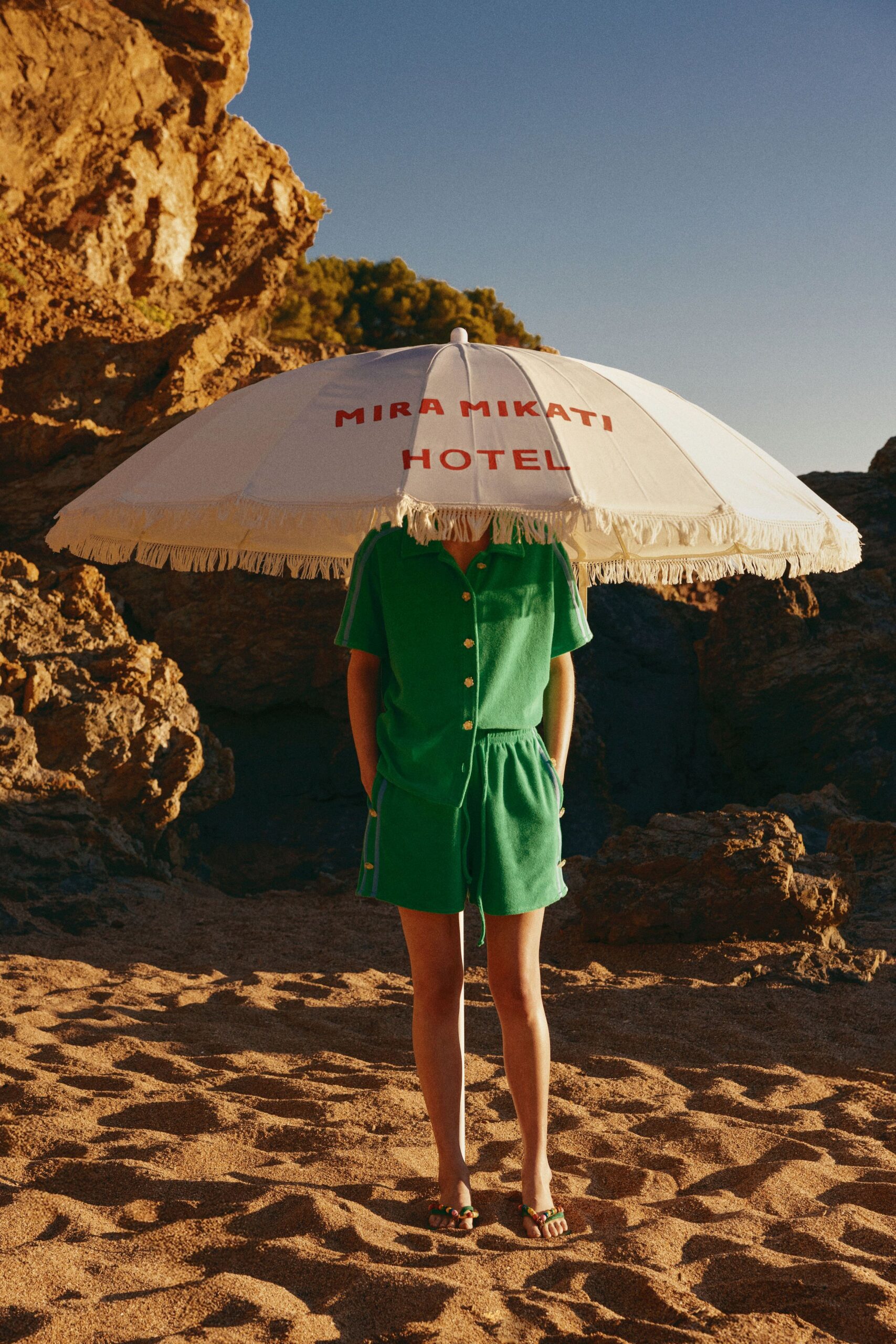 green knit polo shirt