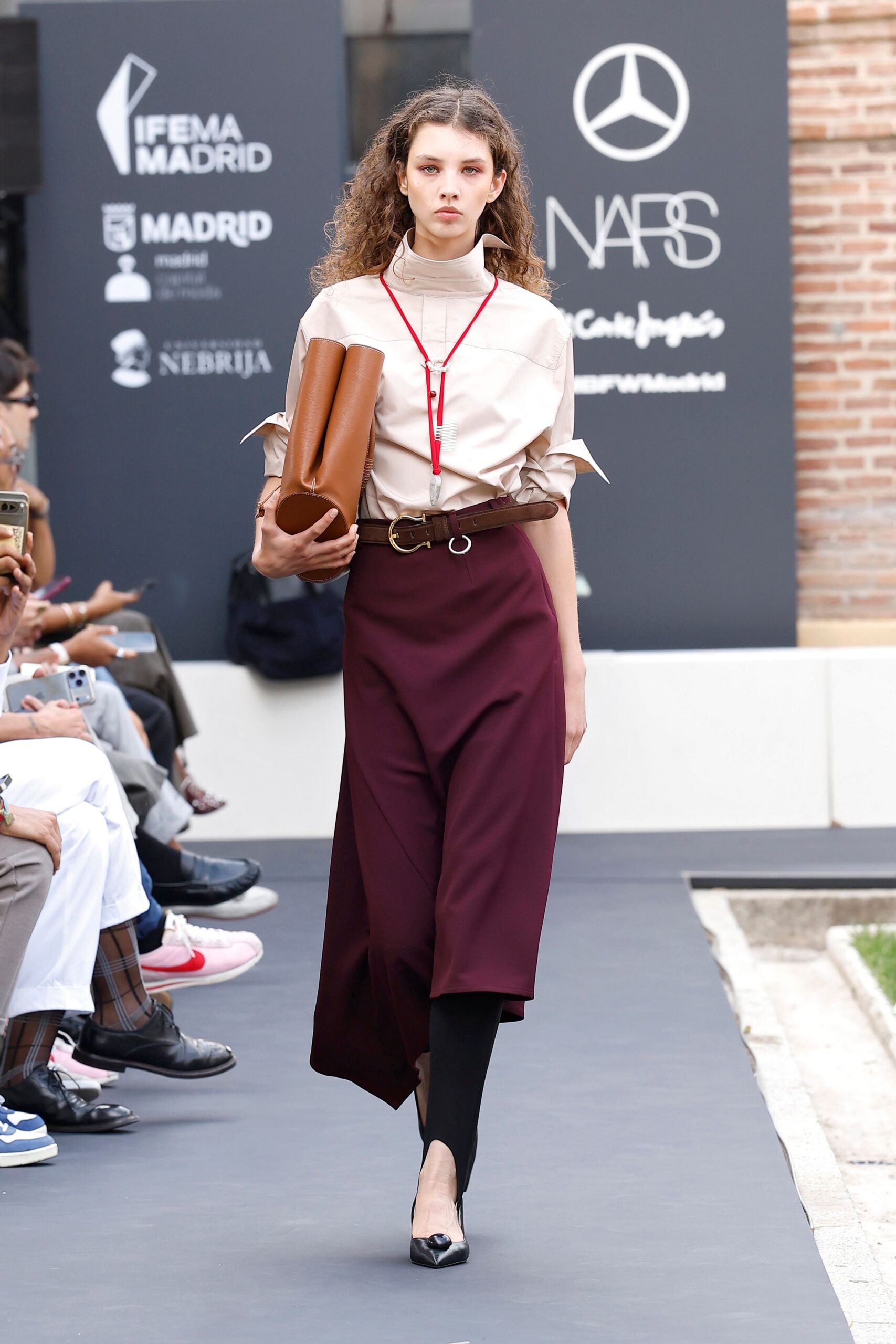 asymmetric burgundy midi skirt