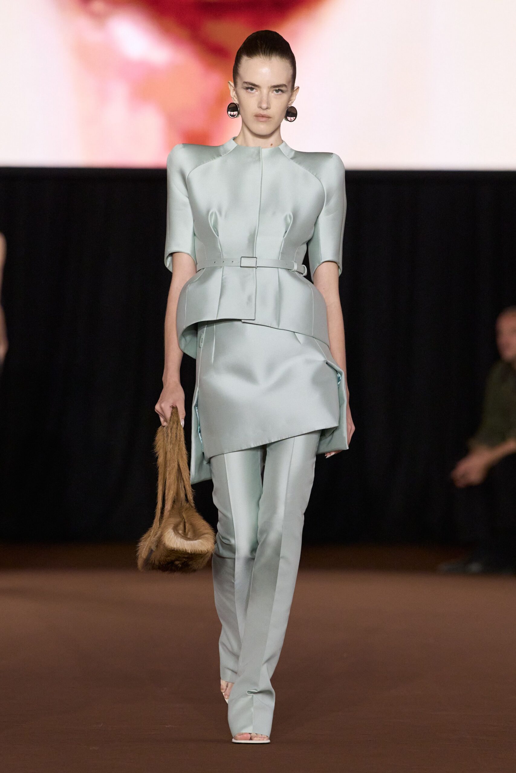 structured satin peplum top