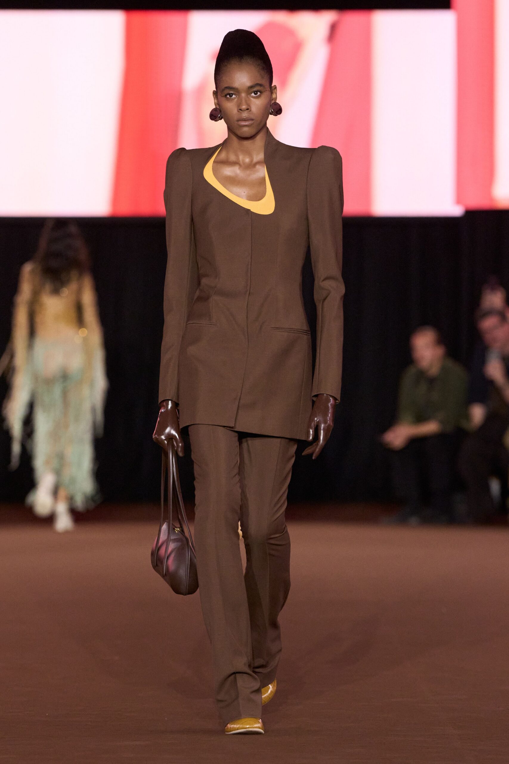 brown leather shiny gloves