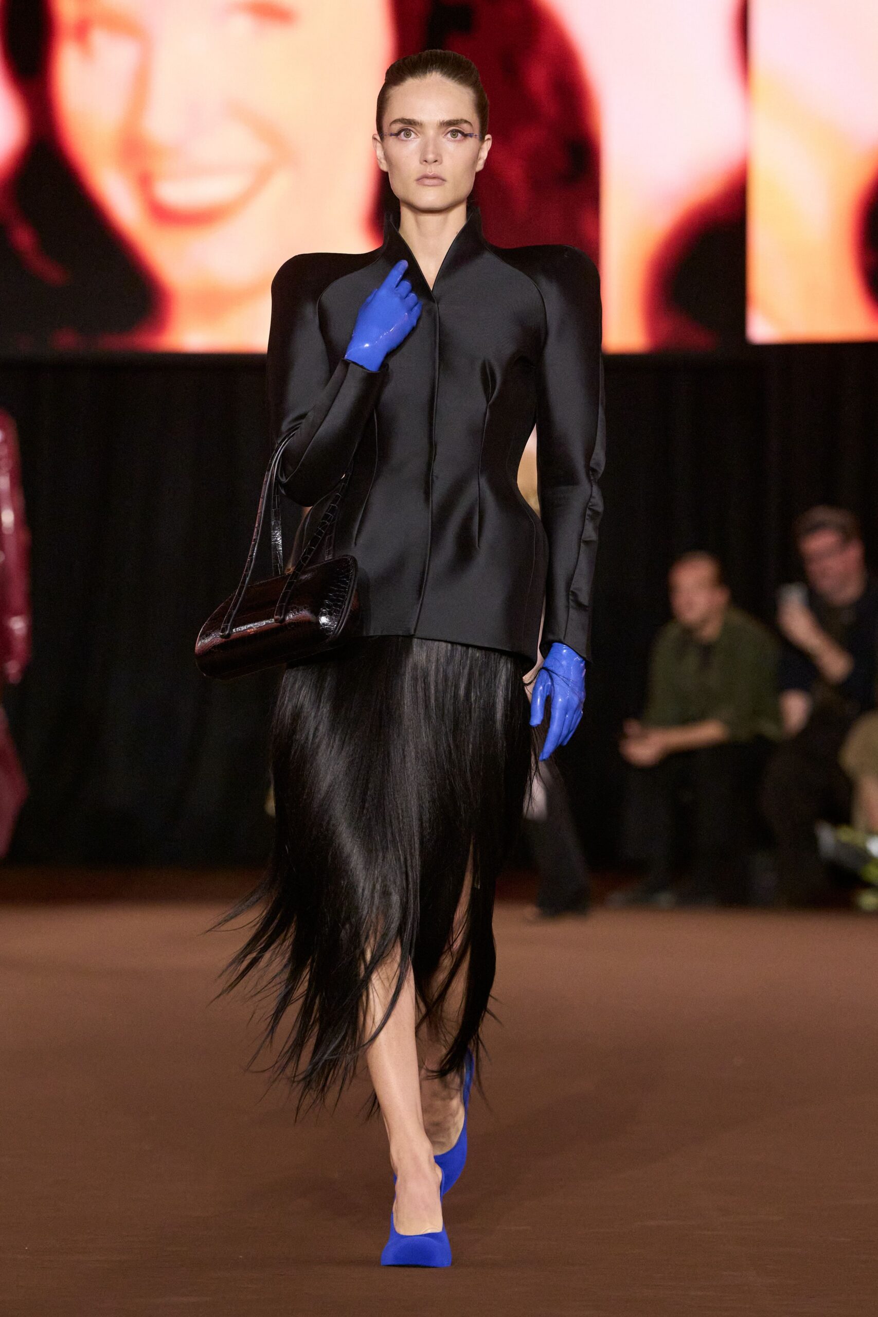blue rubber shiny gloves