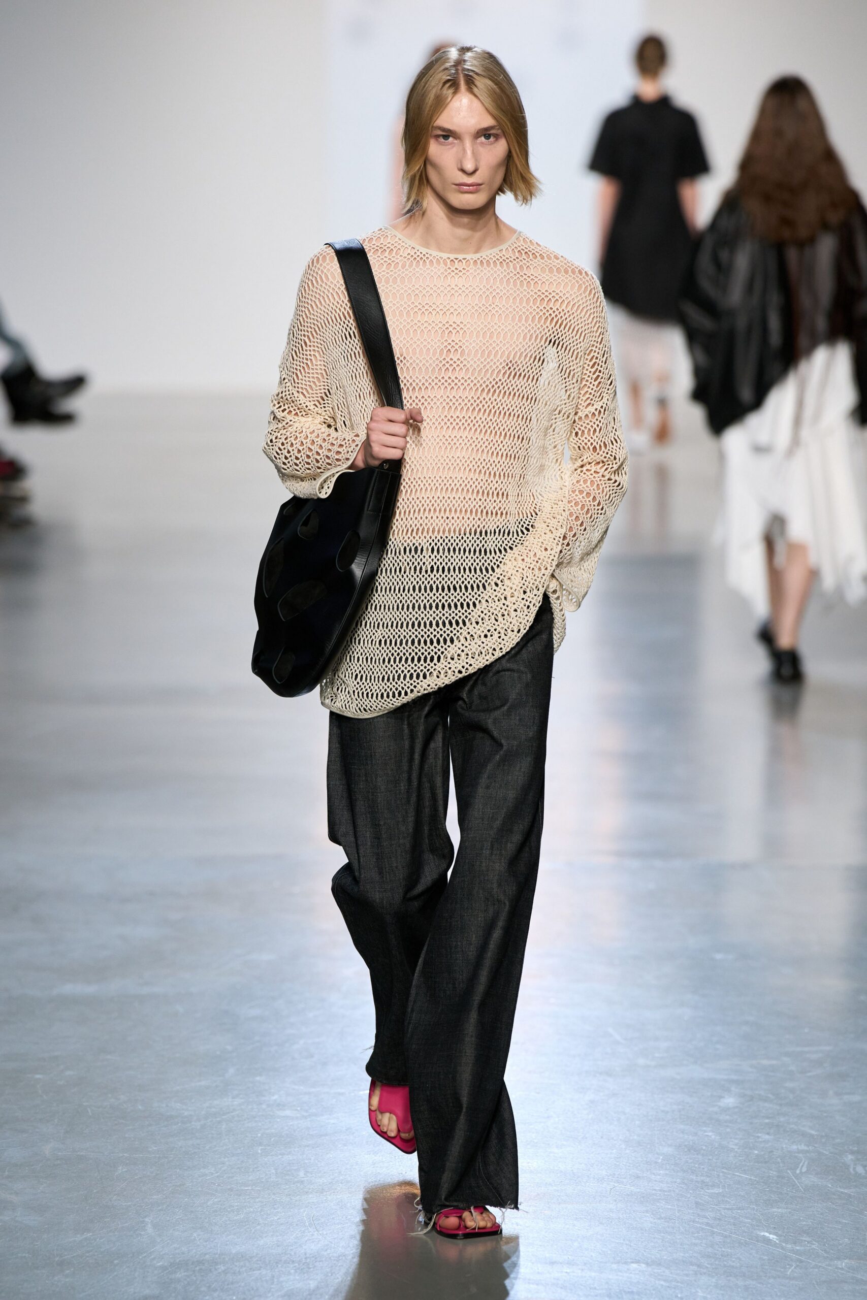 ivory open-knit sheer sweater
