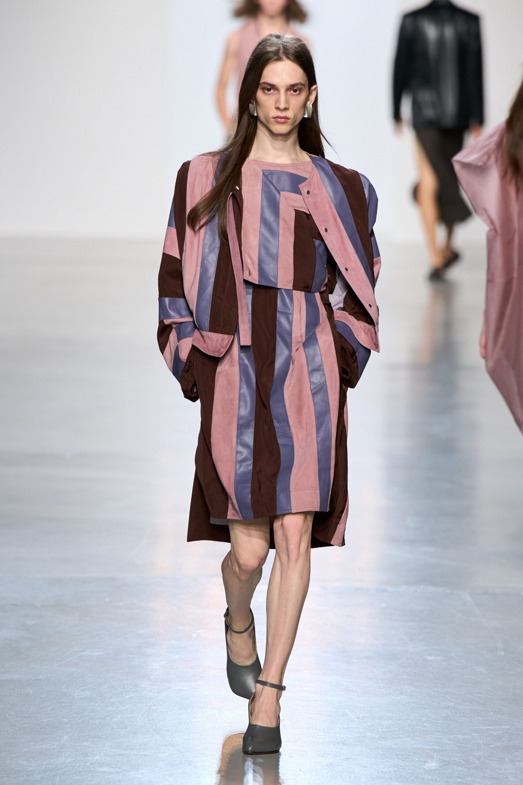 patchwork suede leather mini dress
