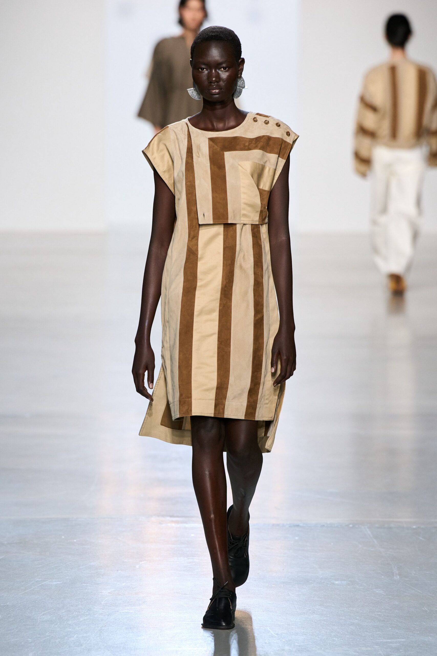 striped suede overlay dress