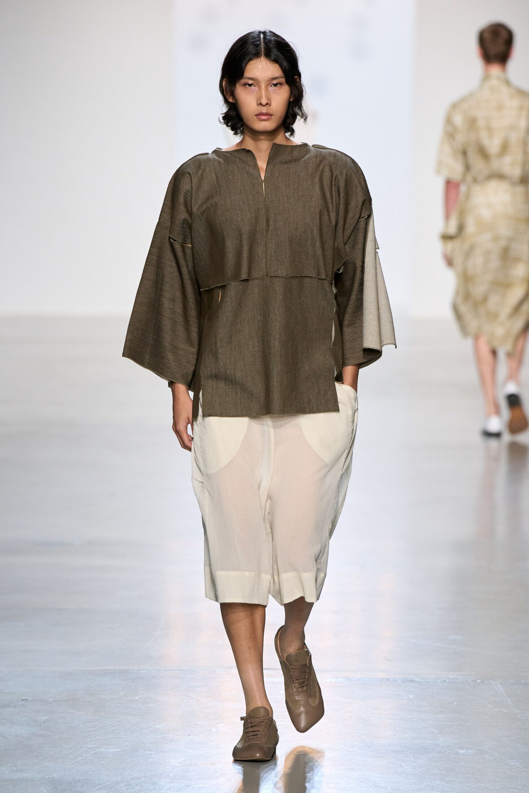 poncho-like brown layered top