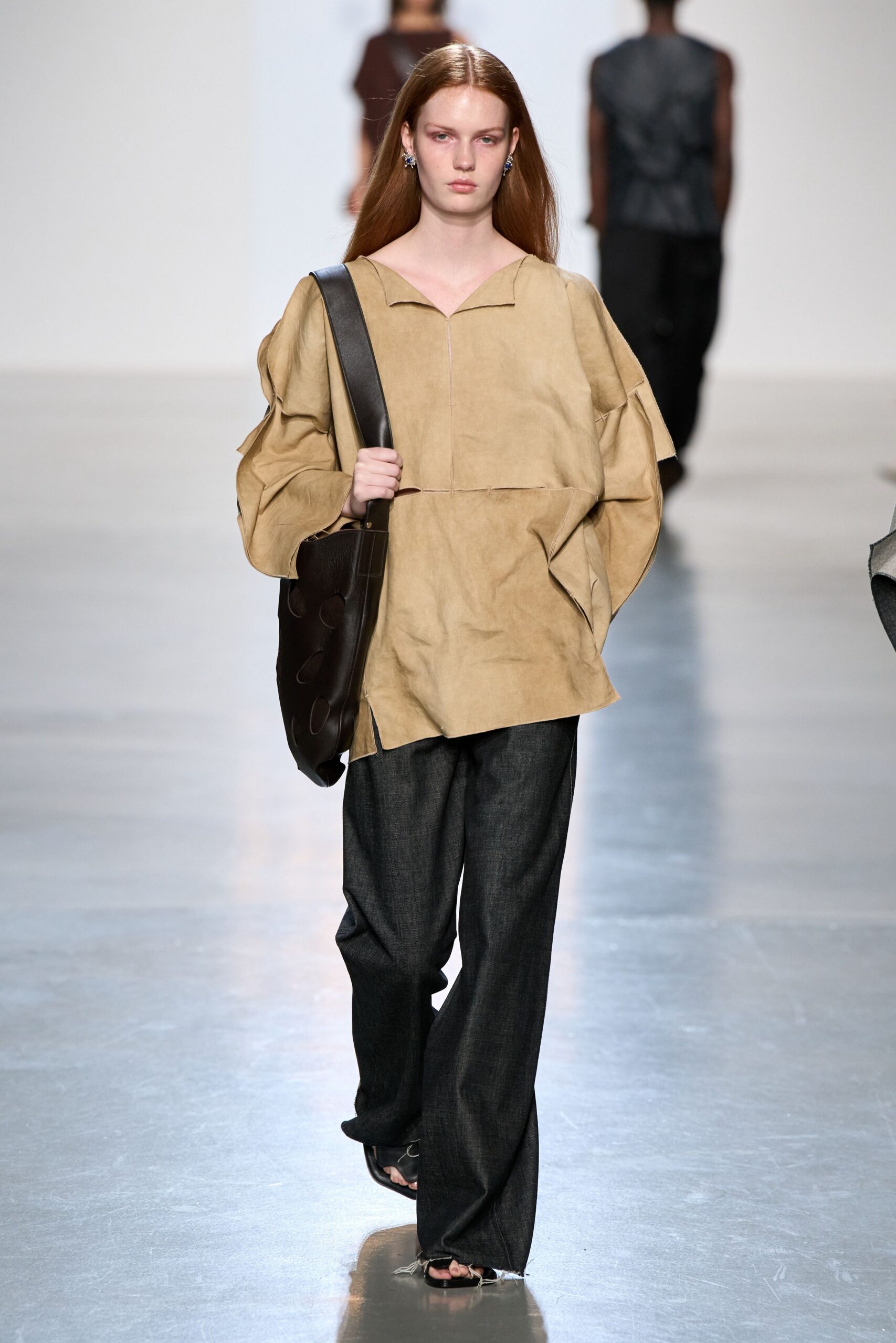 oversized beige tunic top