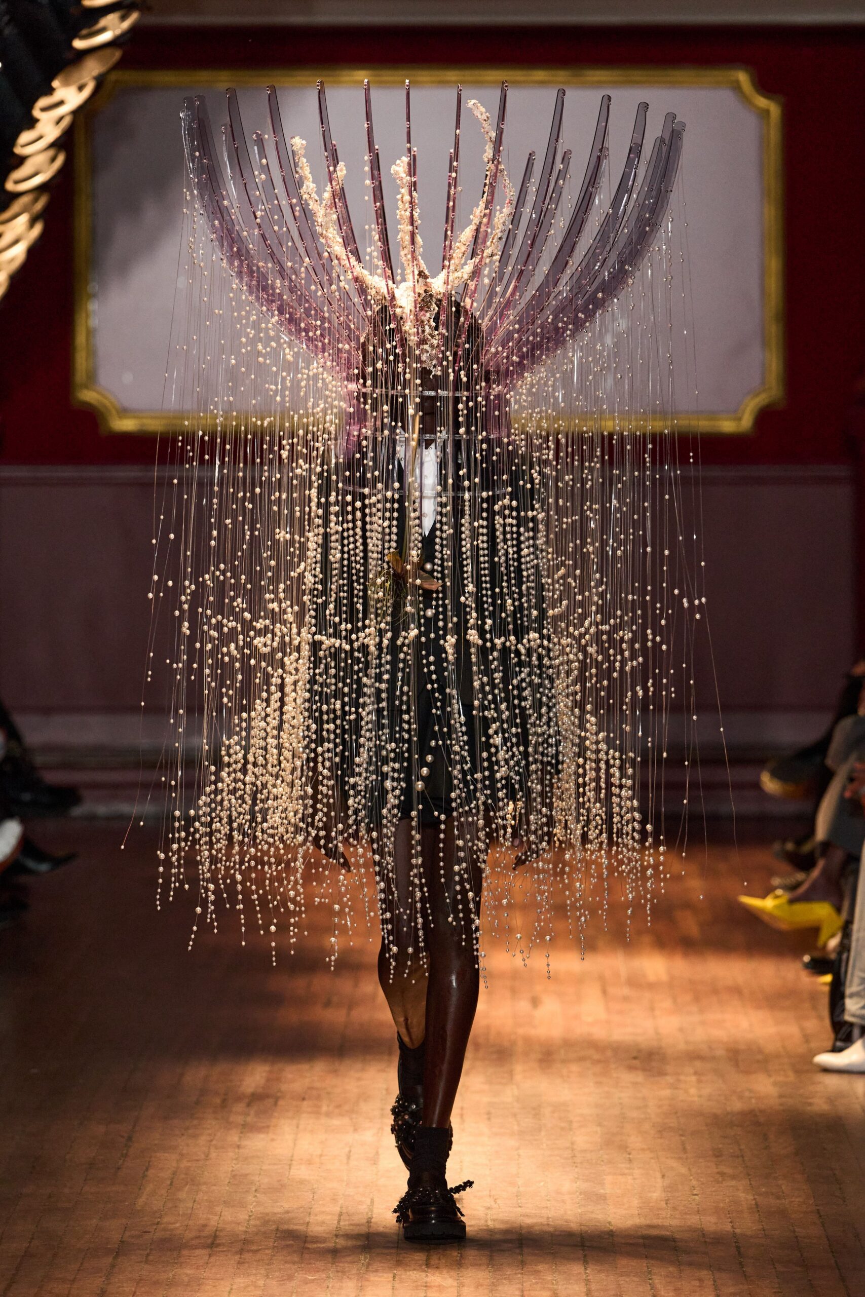 winged pearl beaded cape