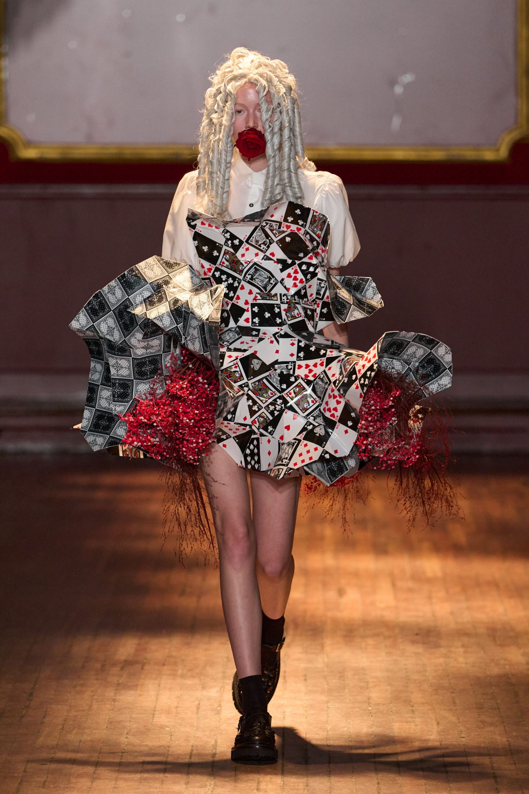 playing-card sculptural mini dress