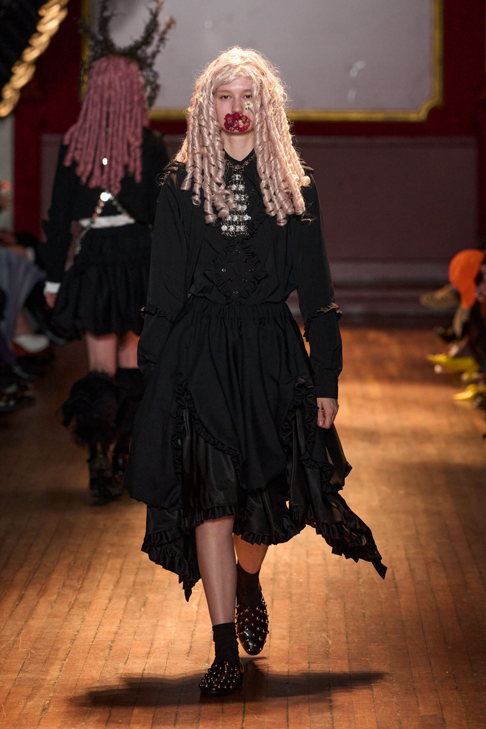 black ruffled asymmetric dress