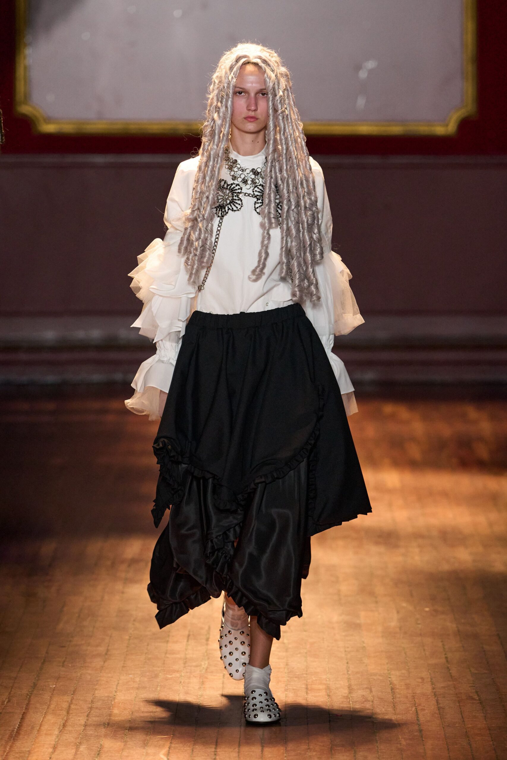 ruffled sheer sleeve blouse