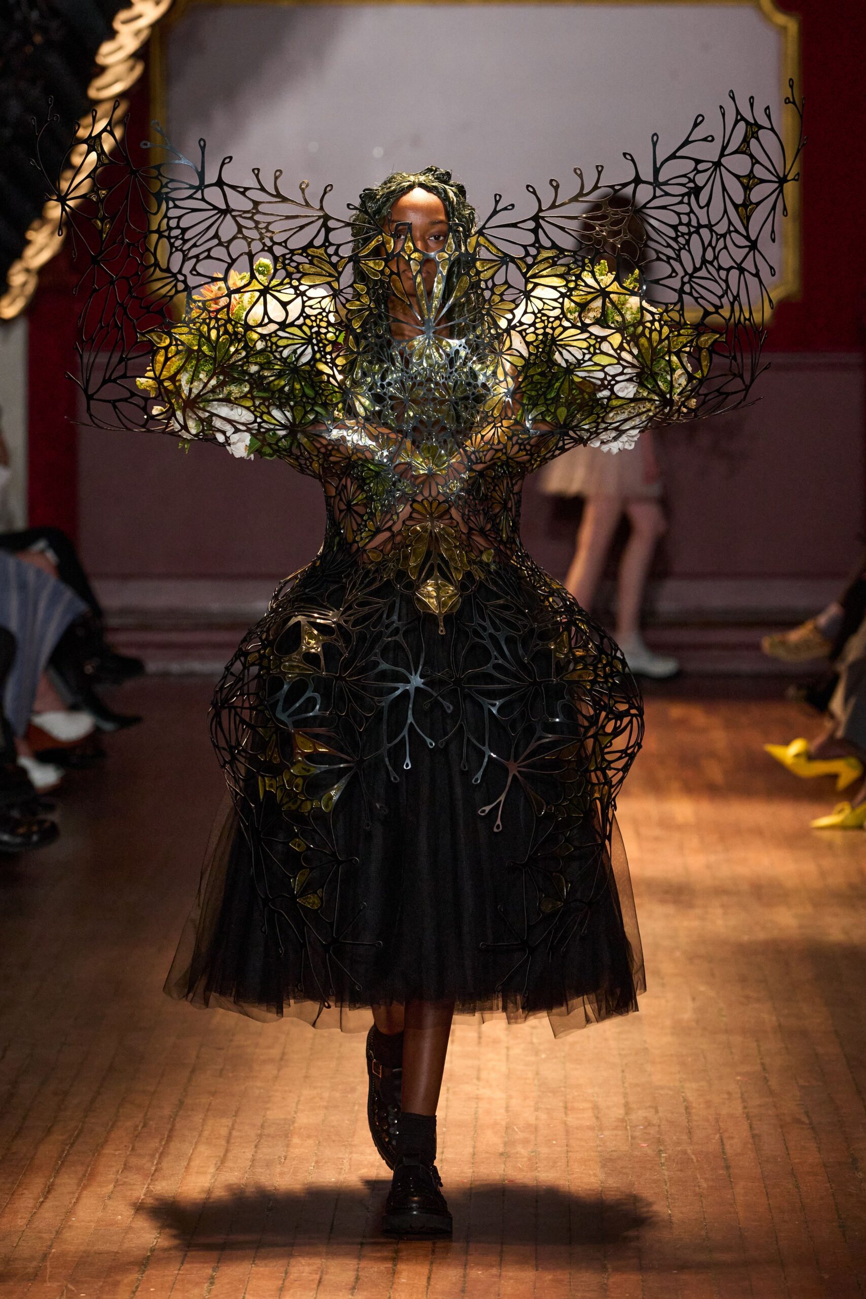 butterfly cage evening dress