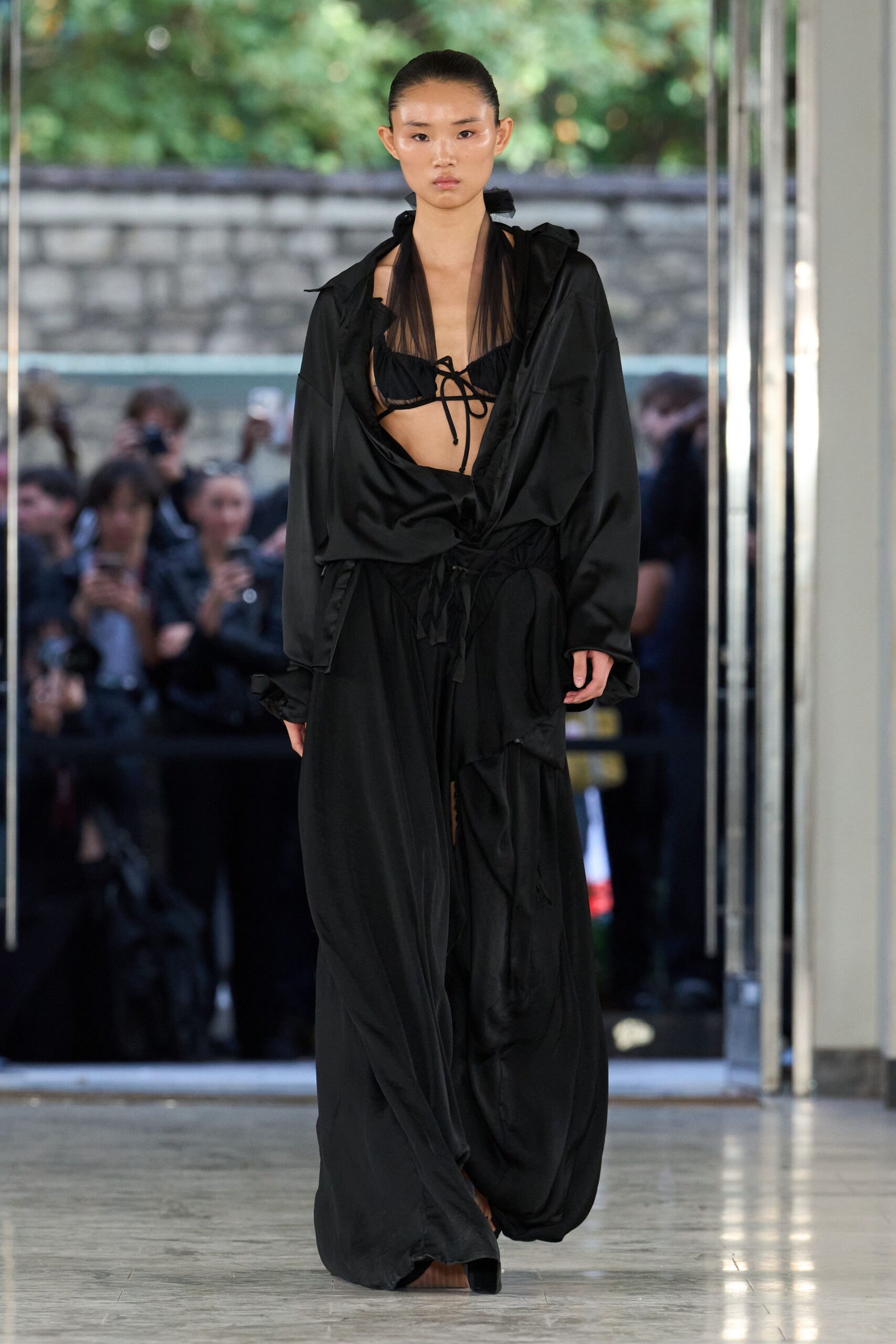 black satin hooded jacket