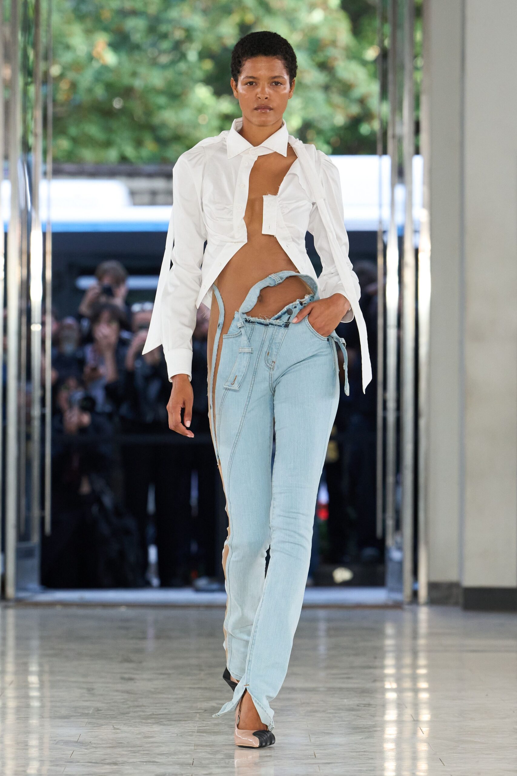 deconstructed cutout white shirt