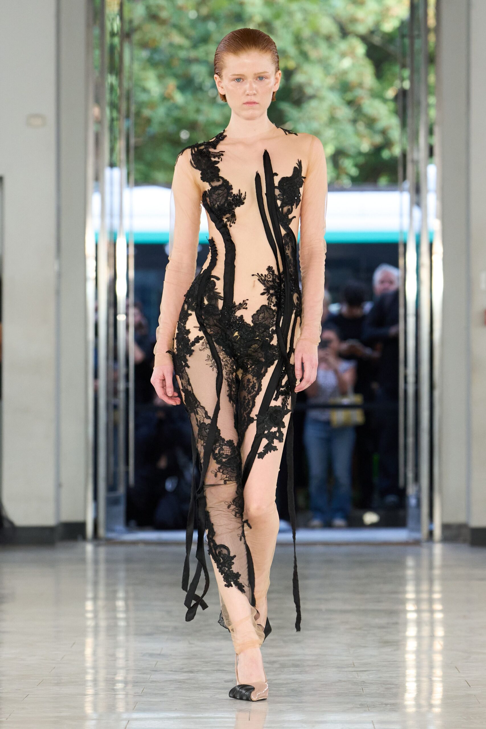 illusion lace evening gown