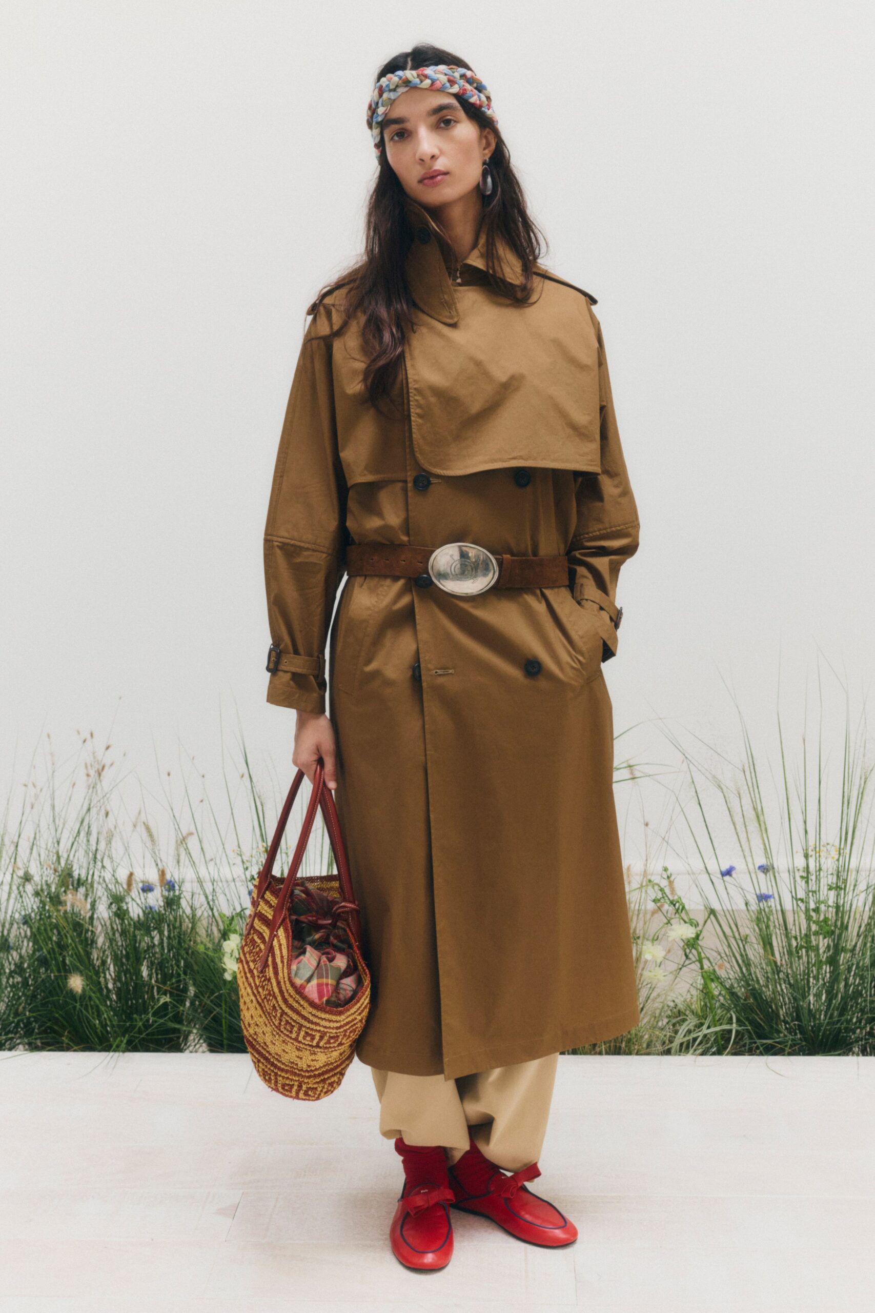 belted brown trench coat