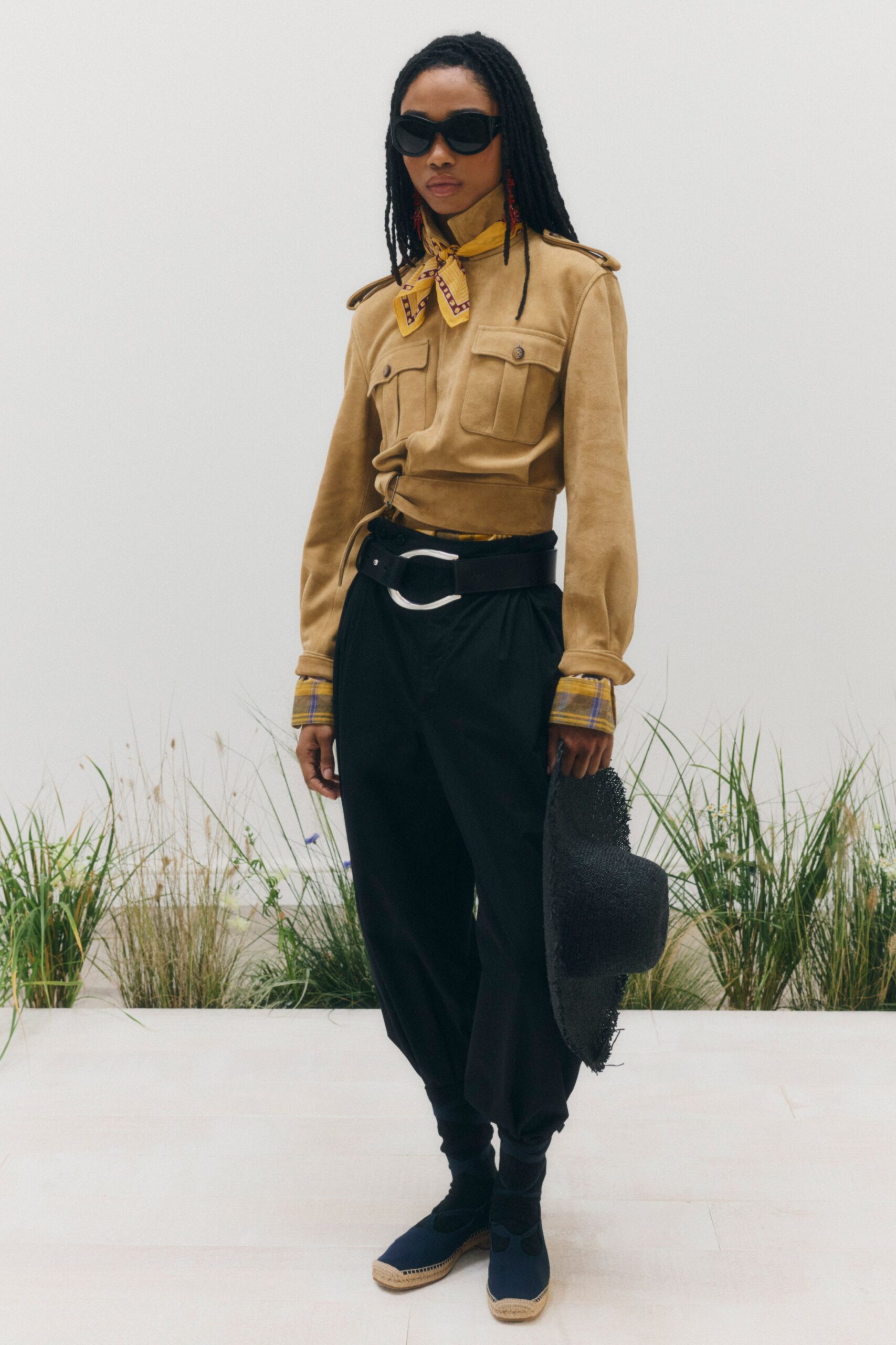 cropped suede safari jacket