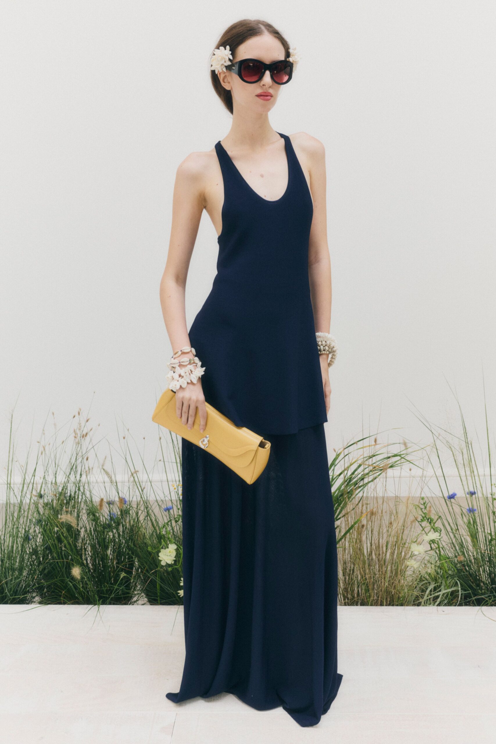 navy sleeveless wide-leg jumpsuit
