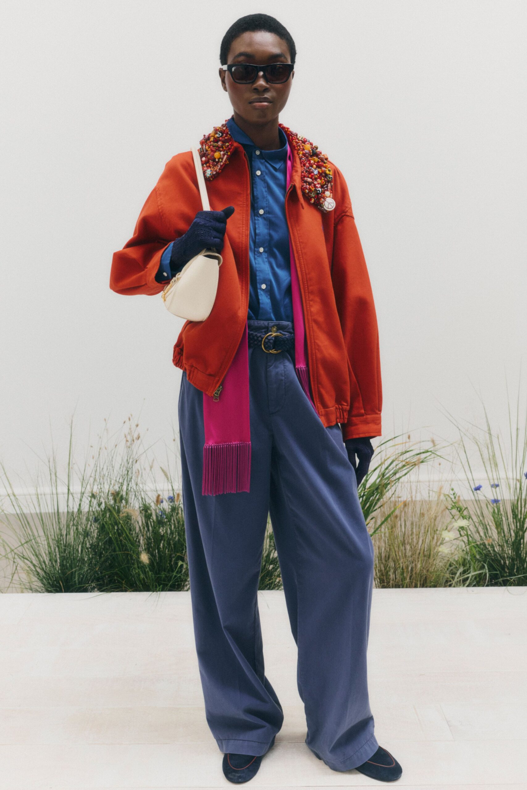 beaded collar bomber jacket