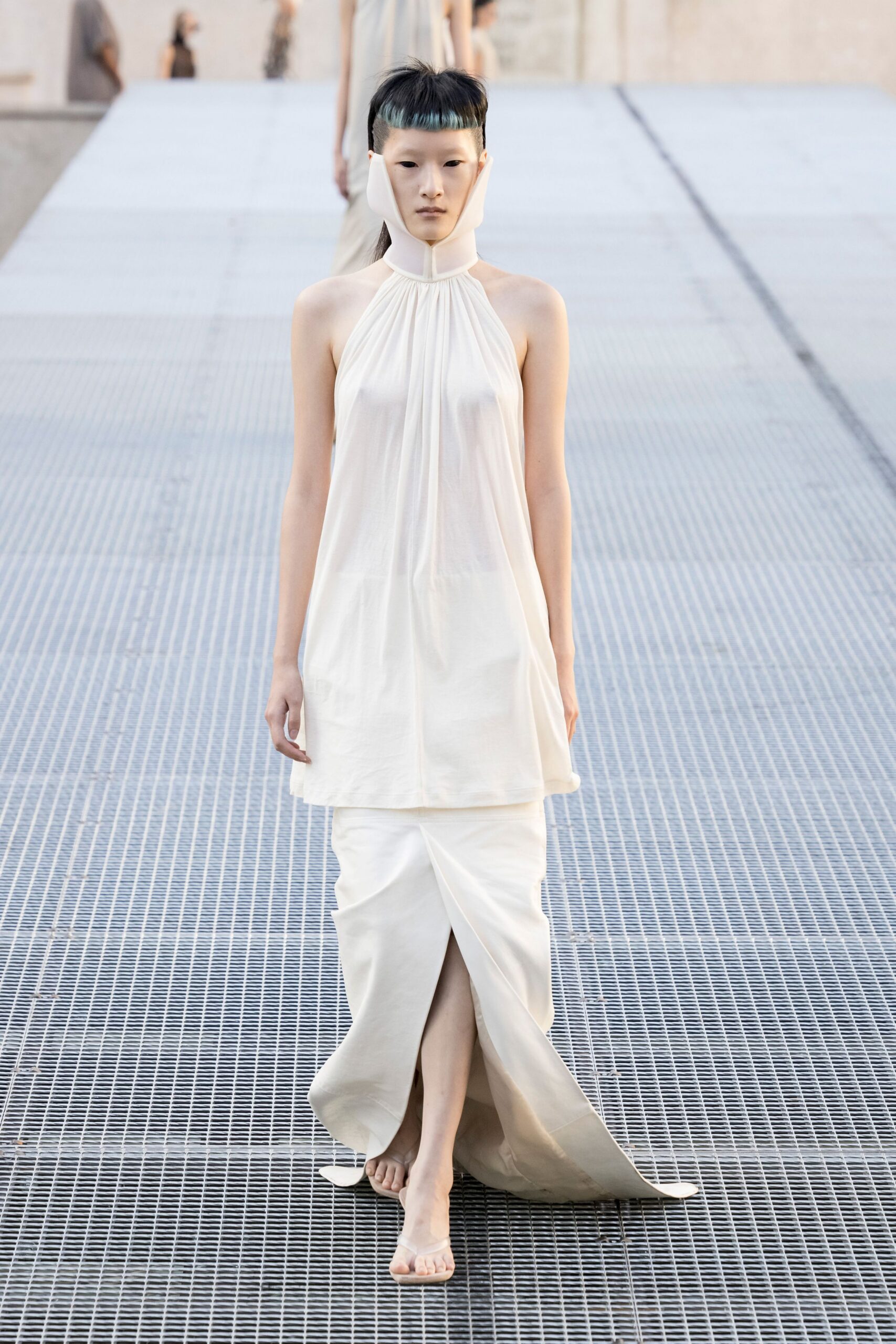 ivory halter chiffon tunic top