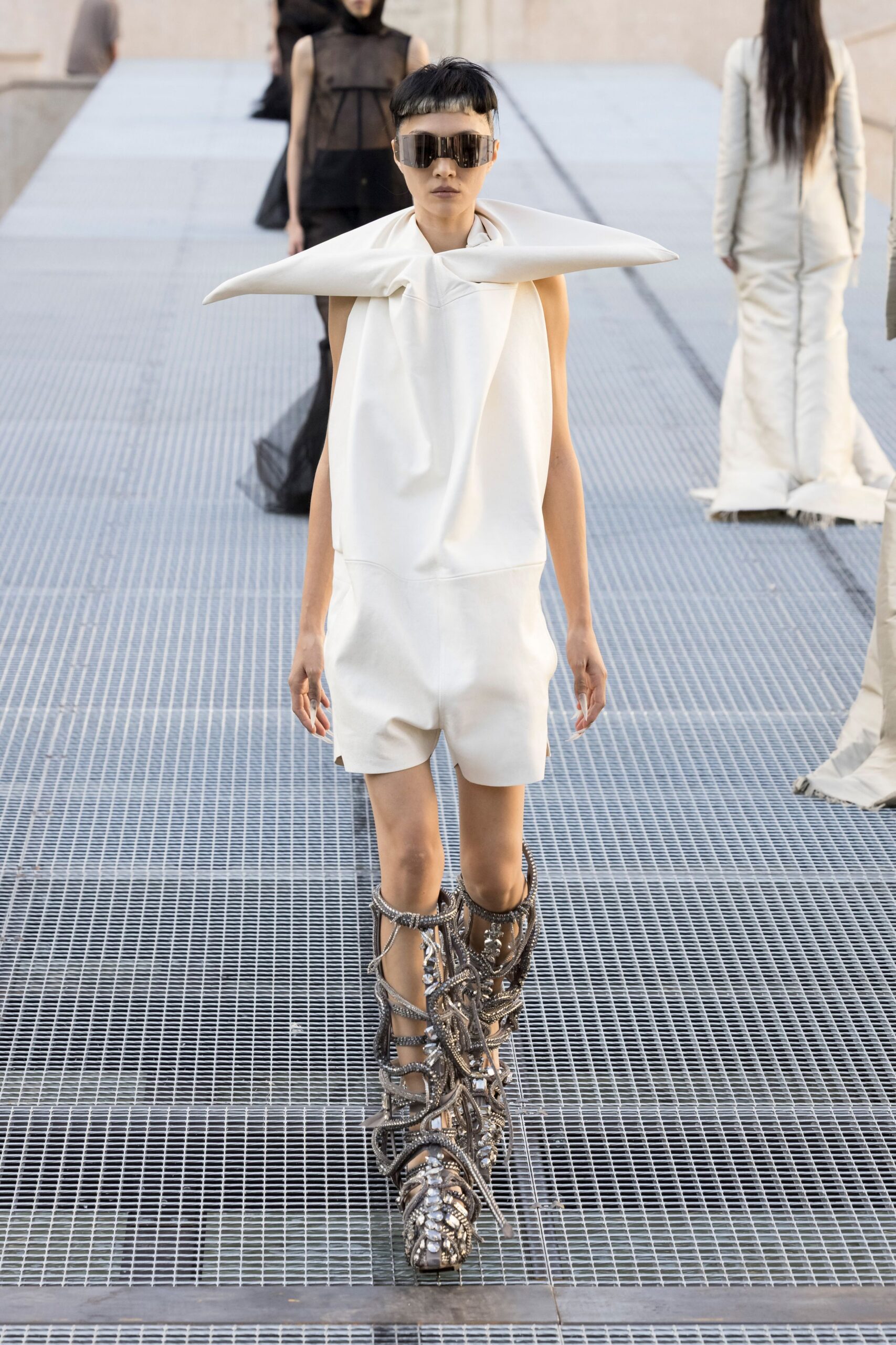 white origami collar romper