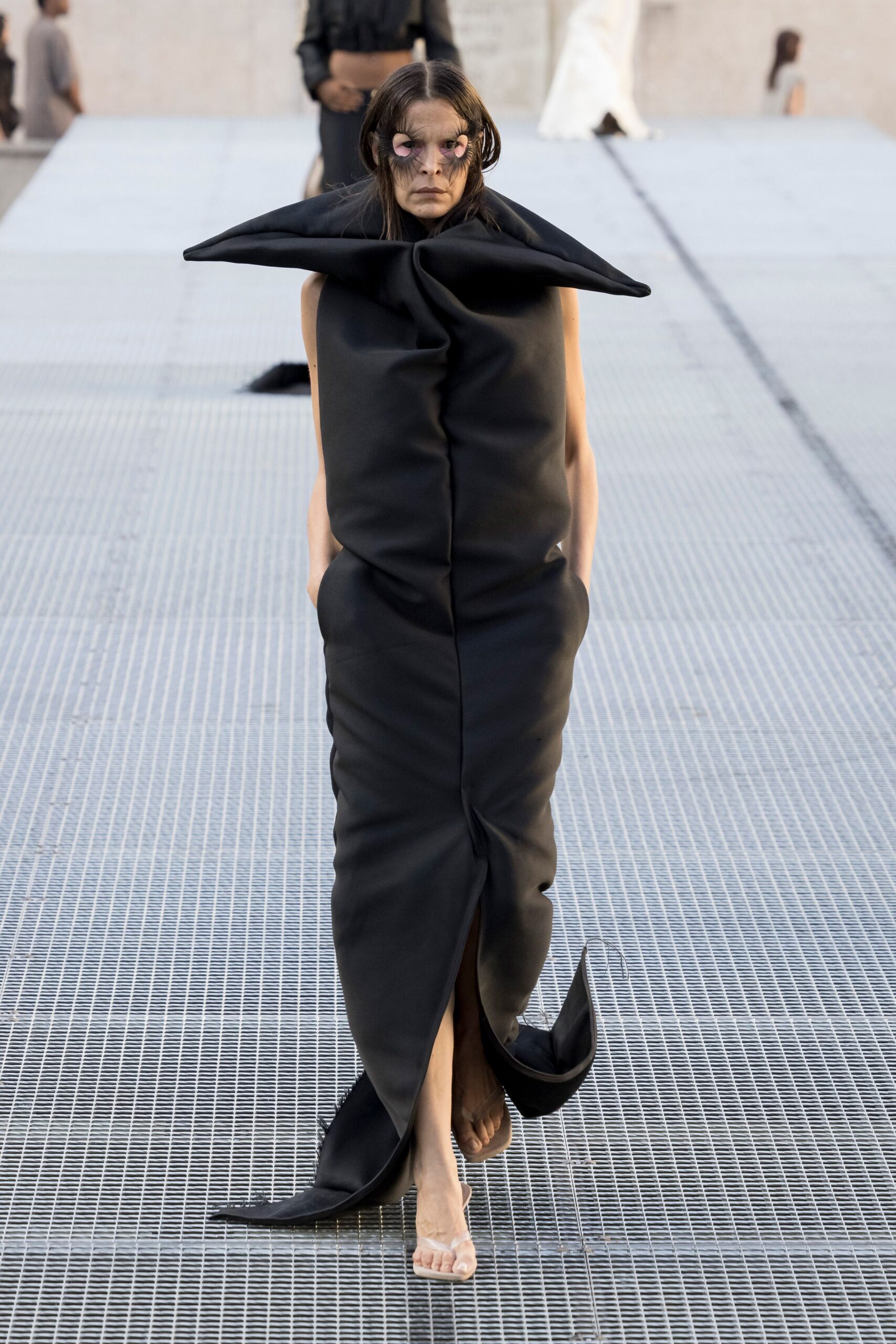 sculptural black cocoon gown
