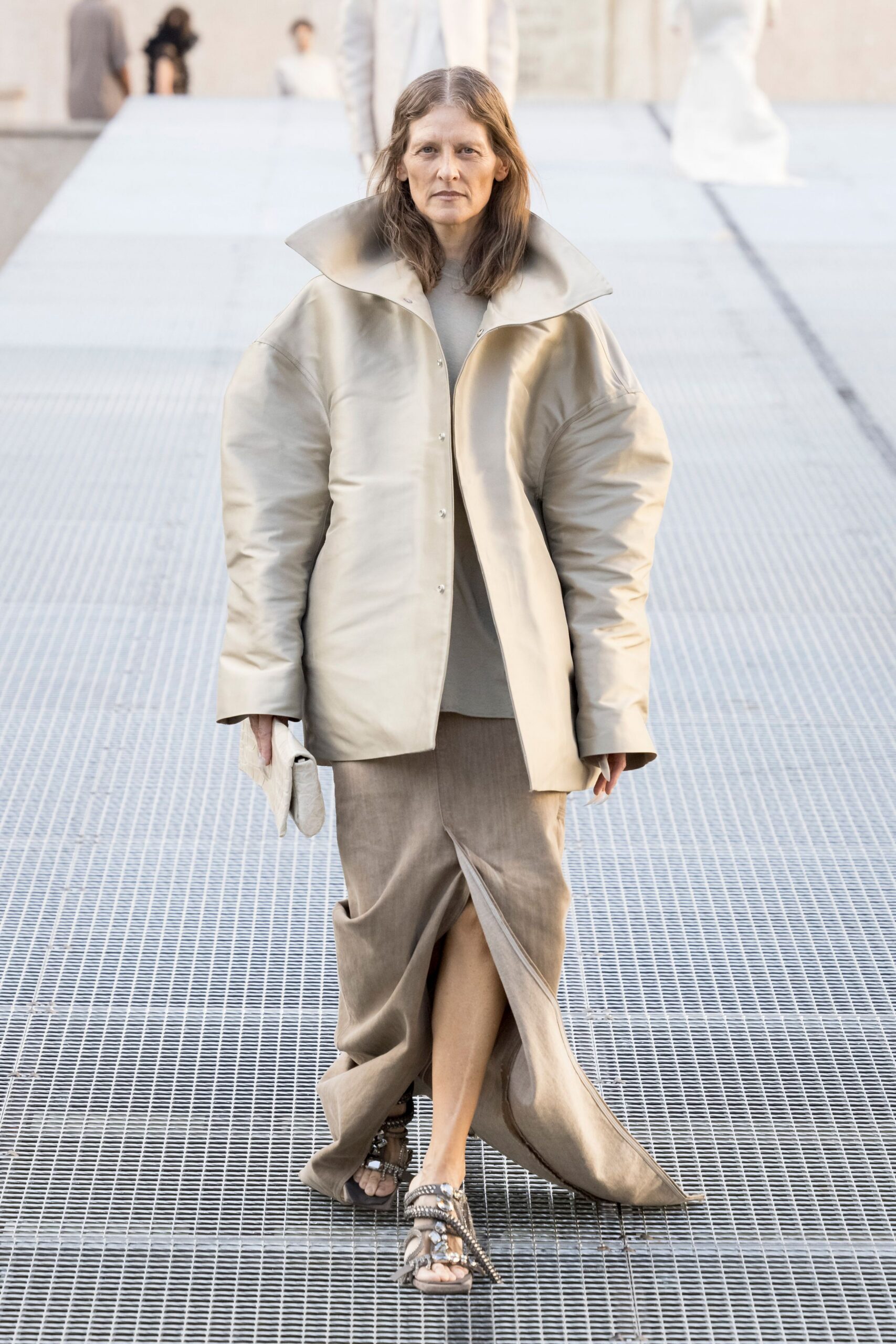 oversized ivory leather jacket