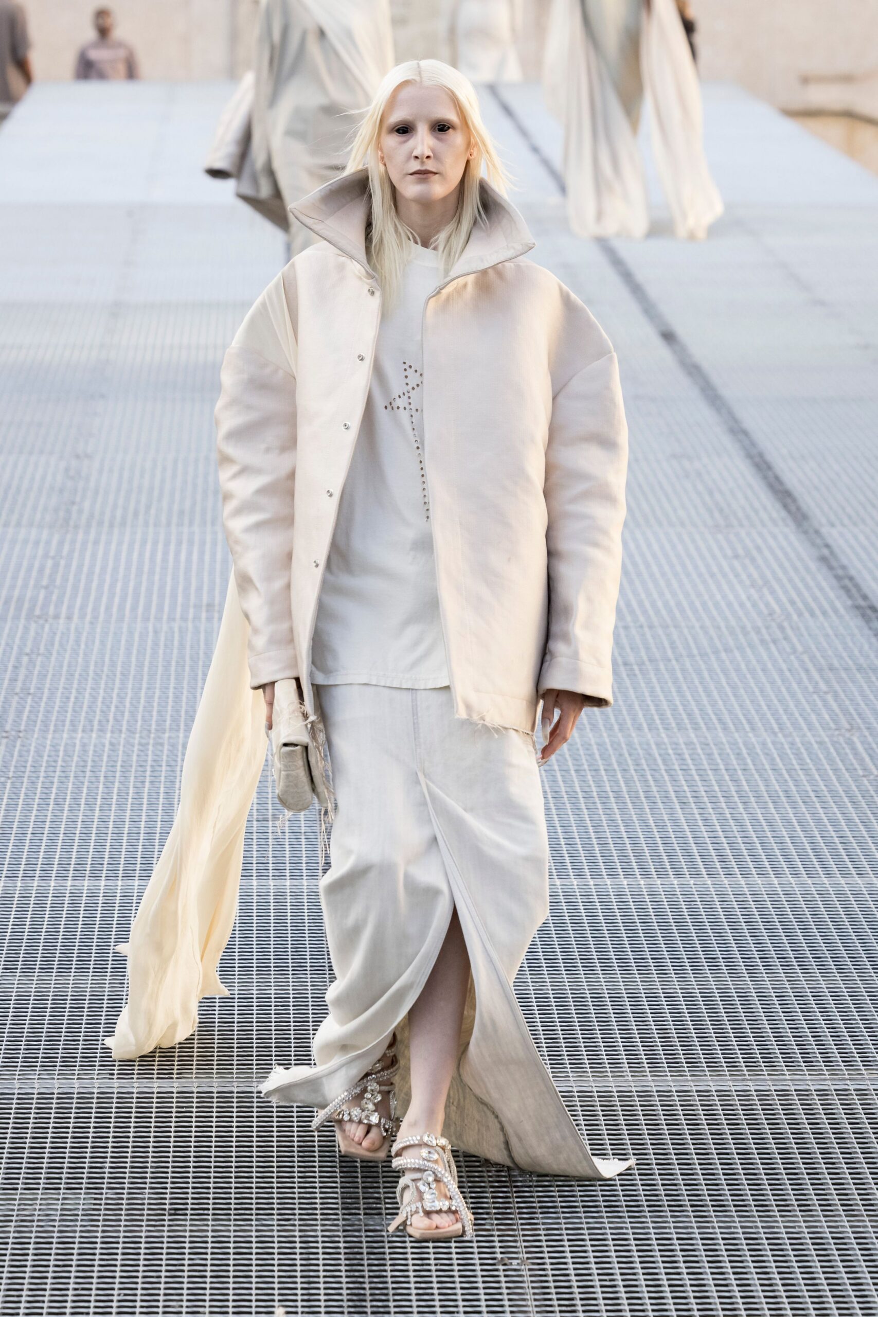 ivory draped maxi skirt