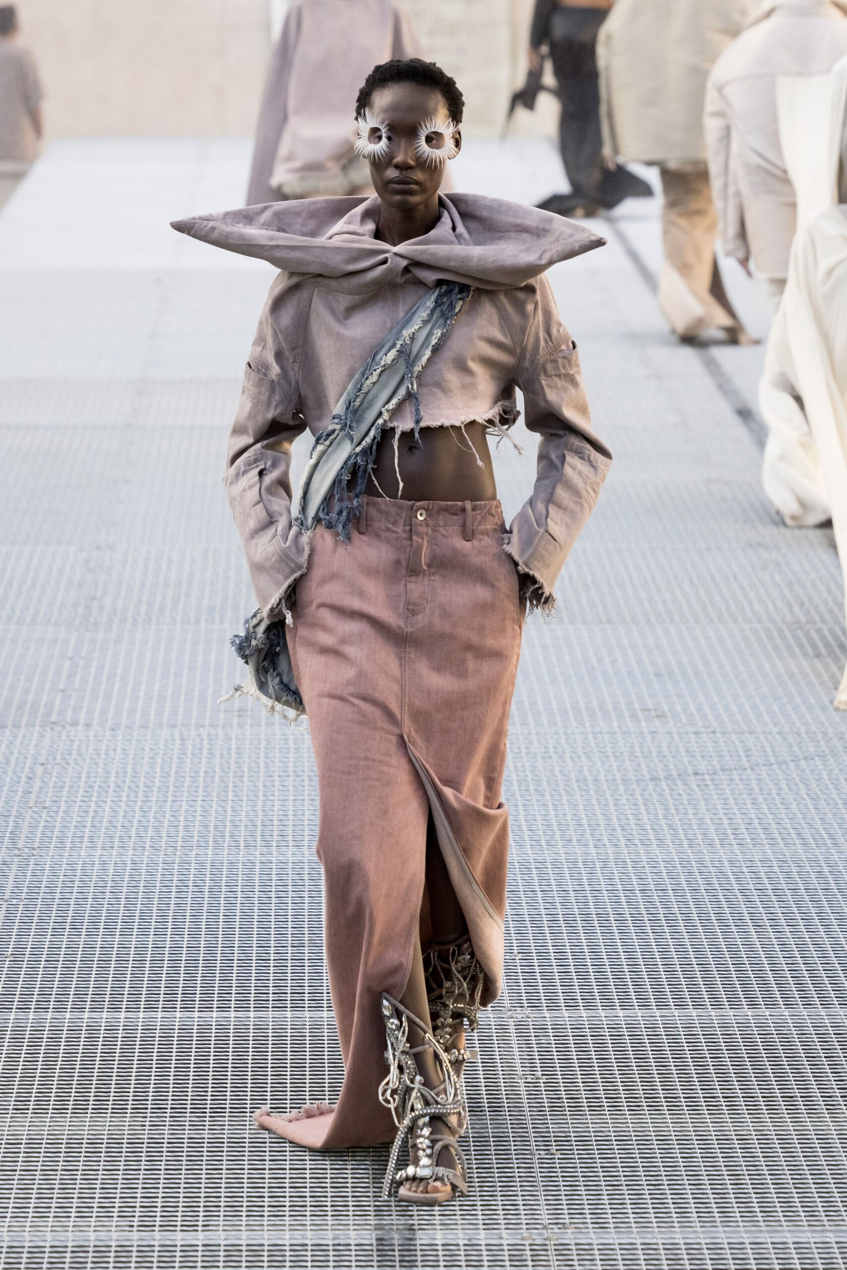 cropped jacket with sculptural collar
